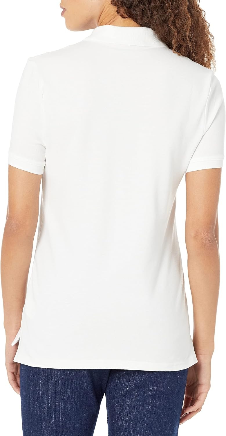 image:imageAmazon Essentials Womens ShortSleeve Collared Polo Shirt Available in Plus SizeWhite