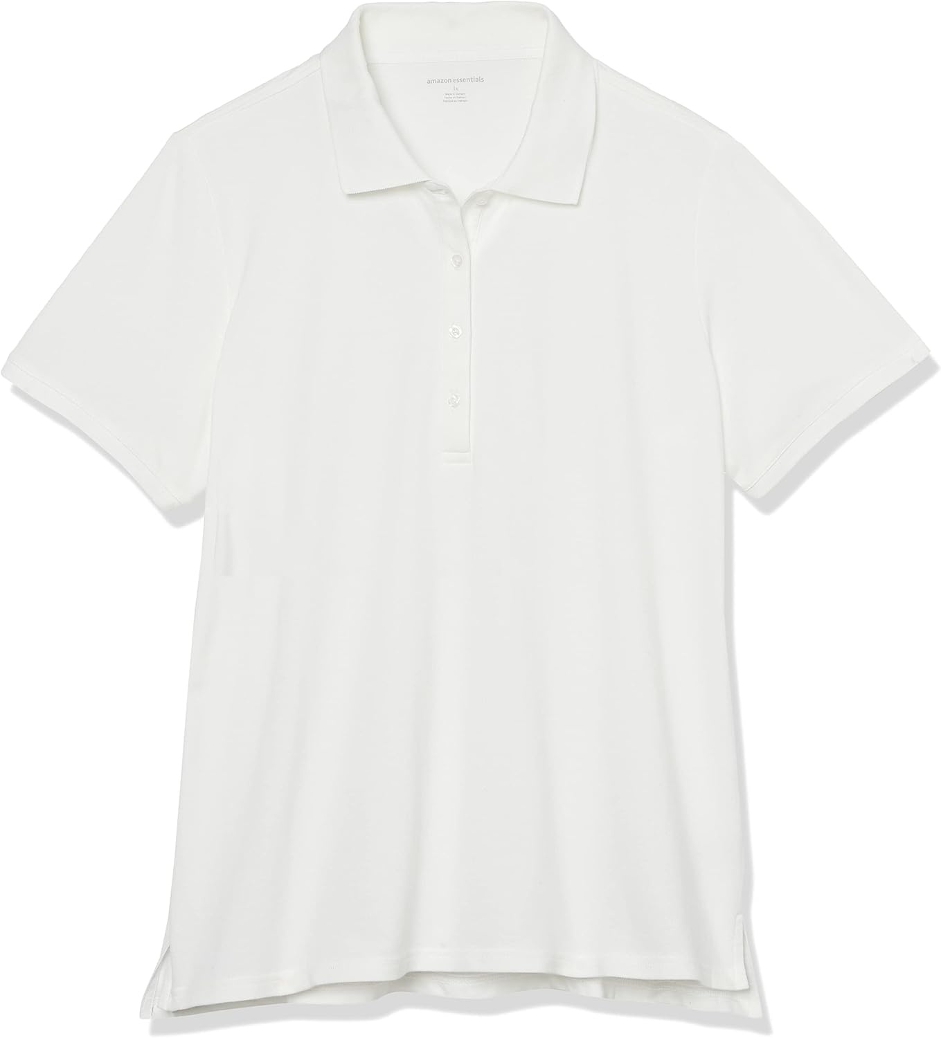 image:imageAmazon Essentials Womens ShortSleeve Collared Polo Shirt Available in Plus SizeWhite