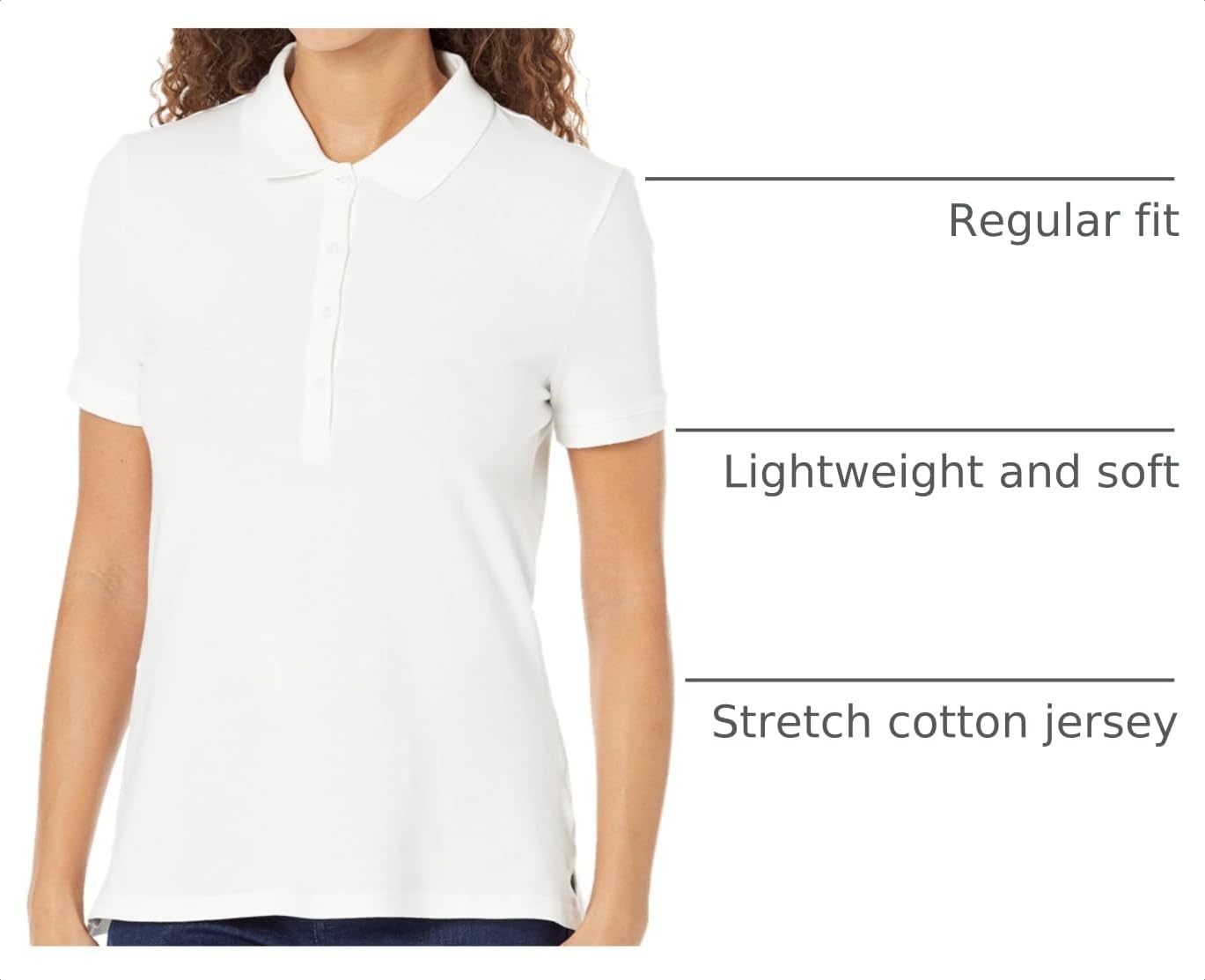 image:imageAmazon Essentials Womens ShortSleeve Collared Polo Shirt Available in Plus SizeWhite