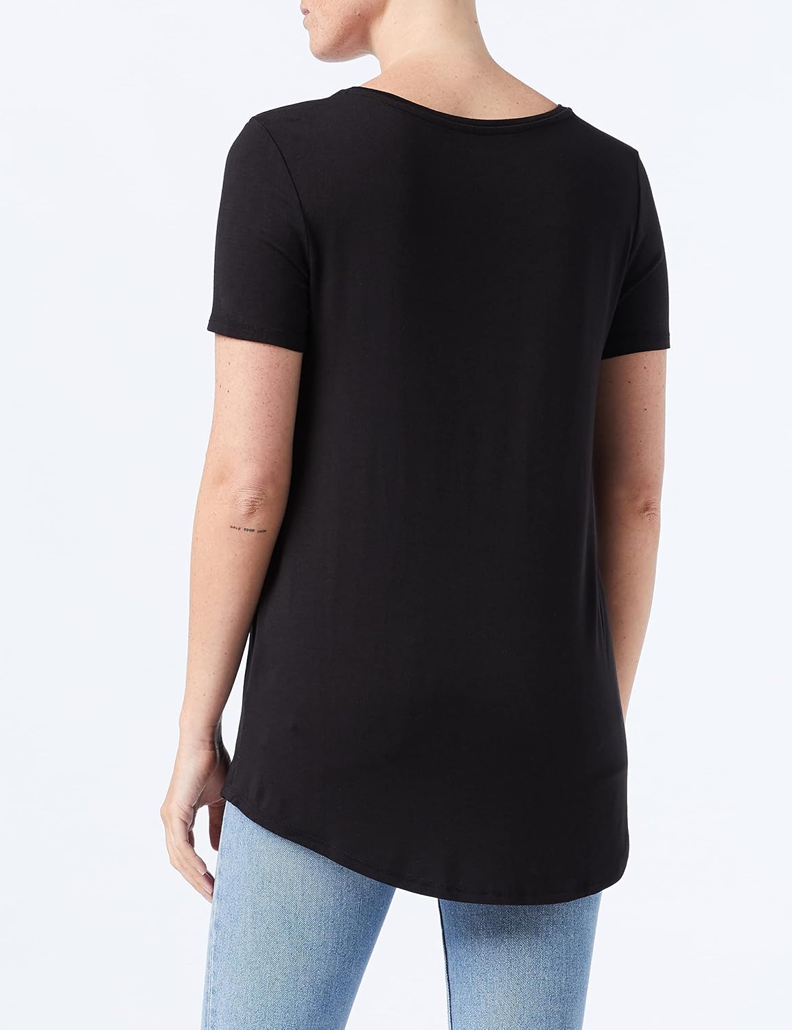image:imageAmazon Essentials Womens ShortSleeve Scoopneck Tunic Tops TShirt Stretchy Pack of 2Black Charcoal Heather
