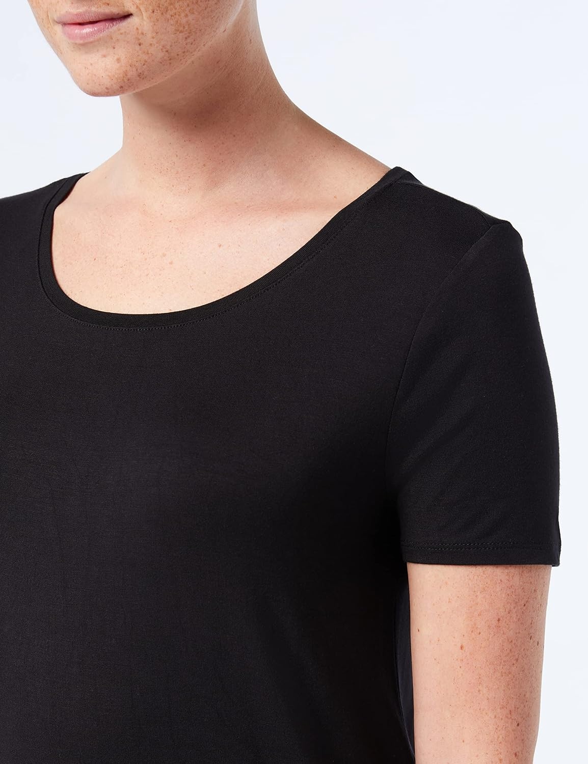 image:imageAmazon Essentials Womens ShortSleeve Scoopneck Tunic Tops TShirt Stretchy Pack of 2Black Charcoal Heather