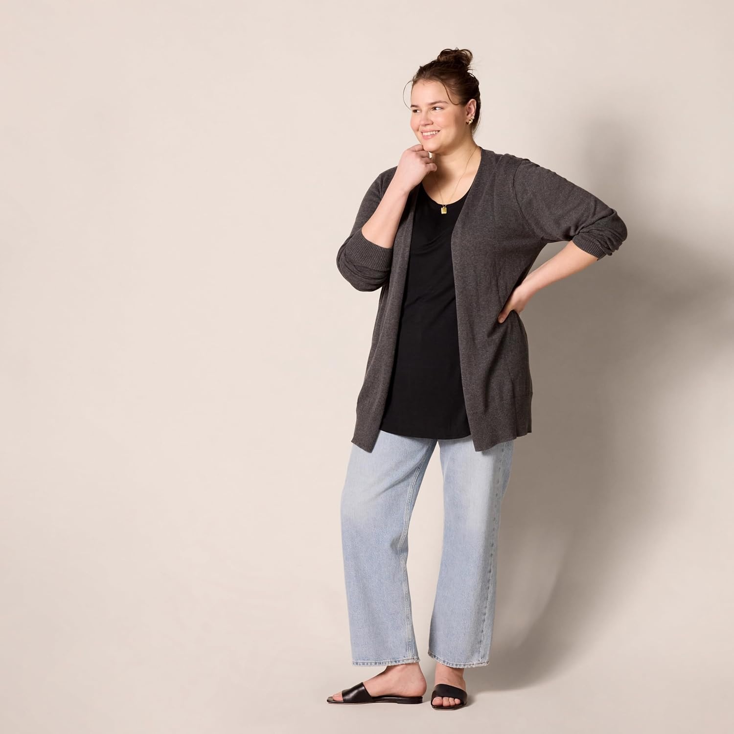 image:imageAmazon Essentials Womens ShortSleeve Scoopneck Tunic Tops TShirt Stretchy Pack of 2Black Olive