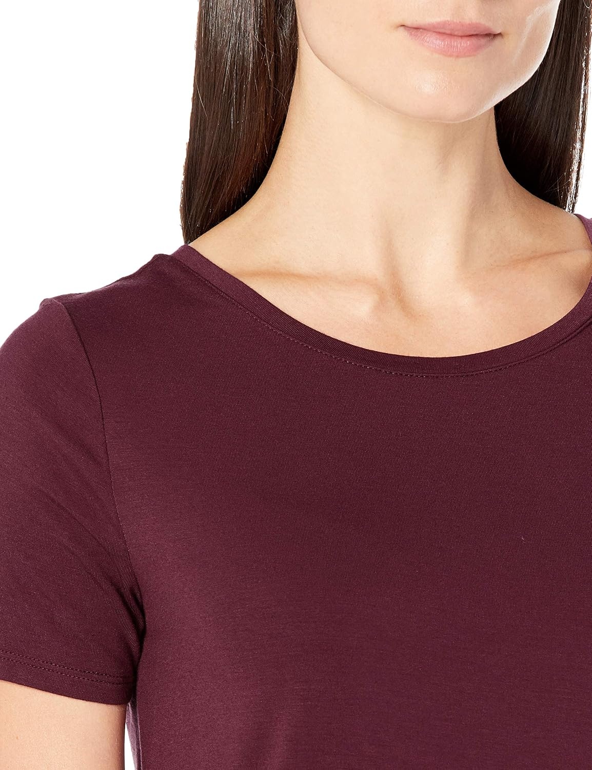image:imageAmazon Essentials Womens ShortSleeve Scoopneck Tunic Tops TShirt Stretchy Pack of 2BlackBurgundy