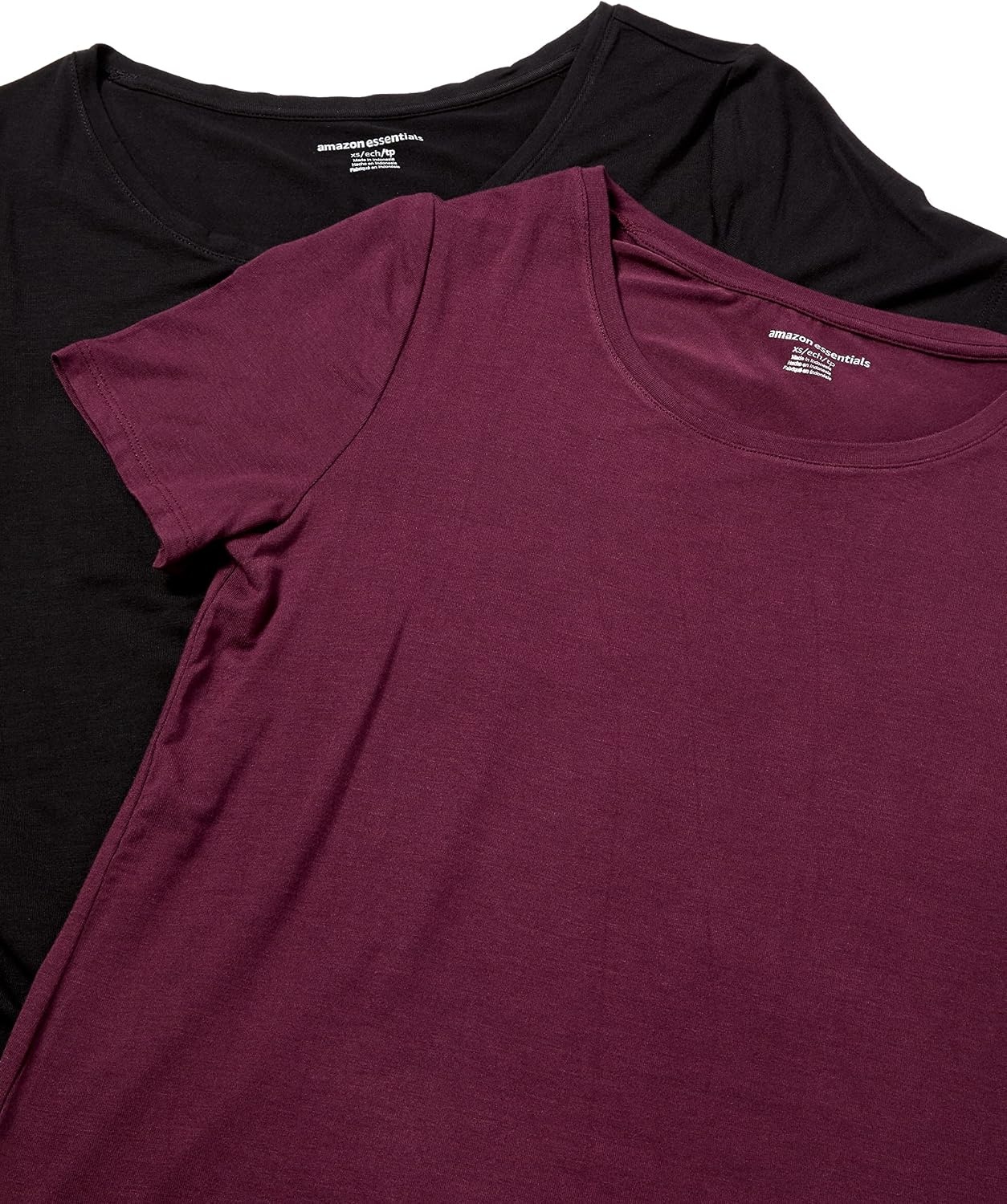 image:imageAmazon Essentials Womens ShortSleeve Scoopneck Tunic Tops TShirt Stretchy Pack of 2BlackBurgundy