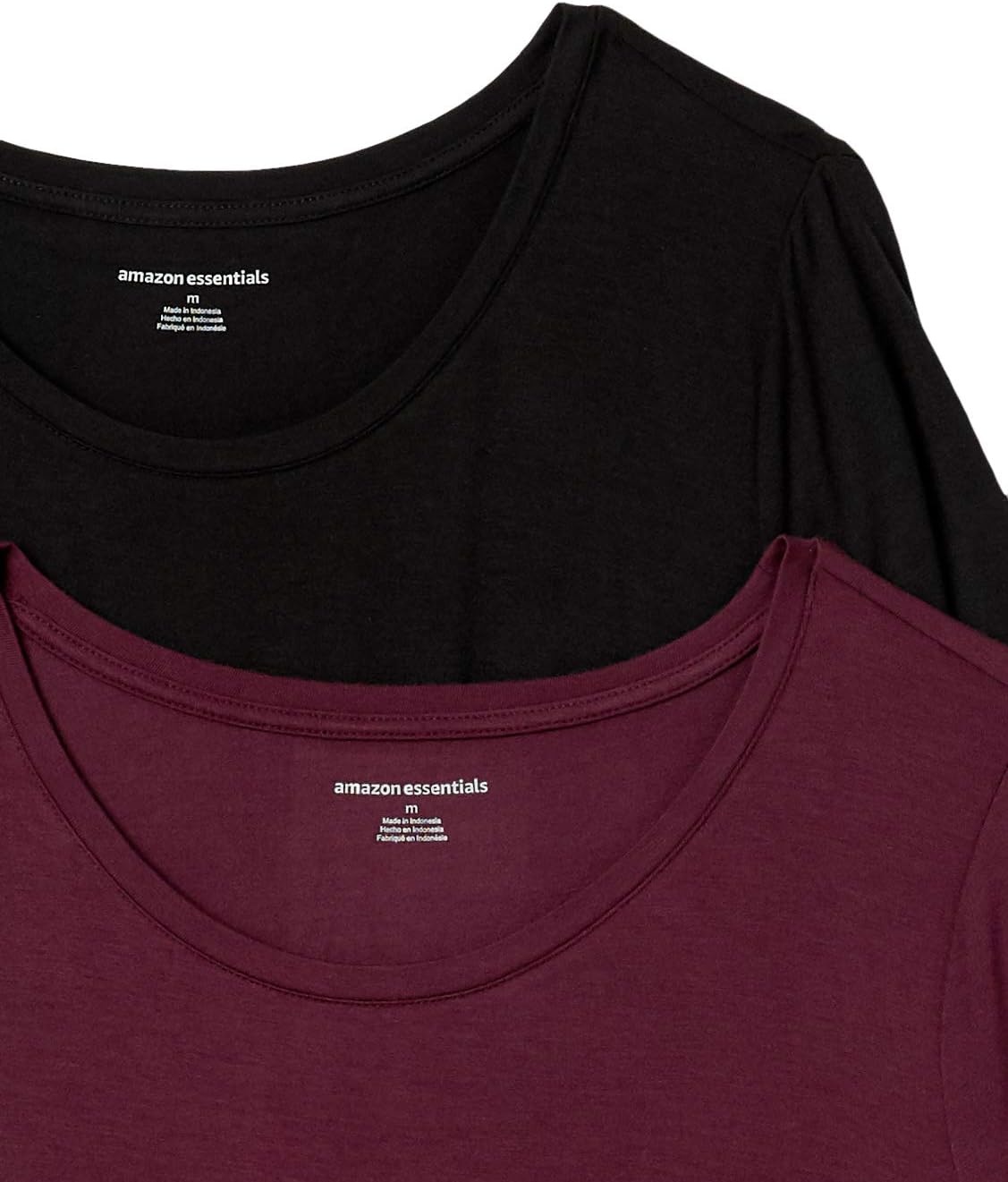 image:imageAmazon Essentials Womens ShortSleeve Scoopneck Tunic Tops TShirt Stretchy Pack of 2BlackBurgundy