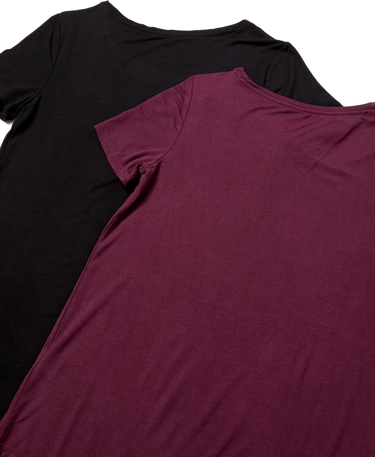 image:imageAmazon Essentials Womens ShortSleeve Scoopneck Tunic Tops TShirt Stretchy Pack of 2BlackBurgundy