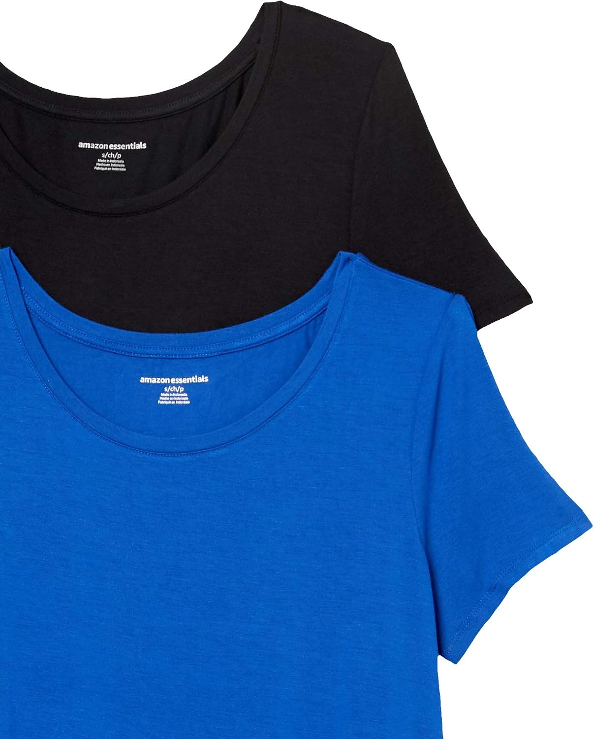 image:imageAmazon Essentials Womens ShortSleeve Scoopneck Tunic Tops TShirt Stretchy Pack of 2CobaltBlack