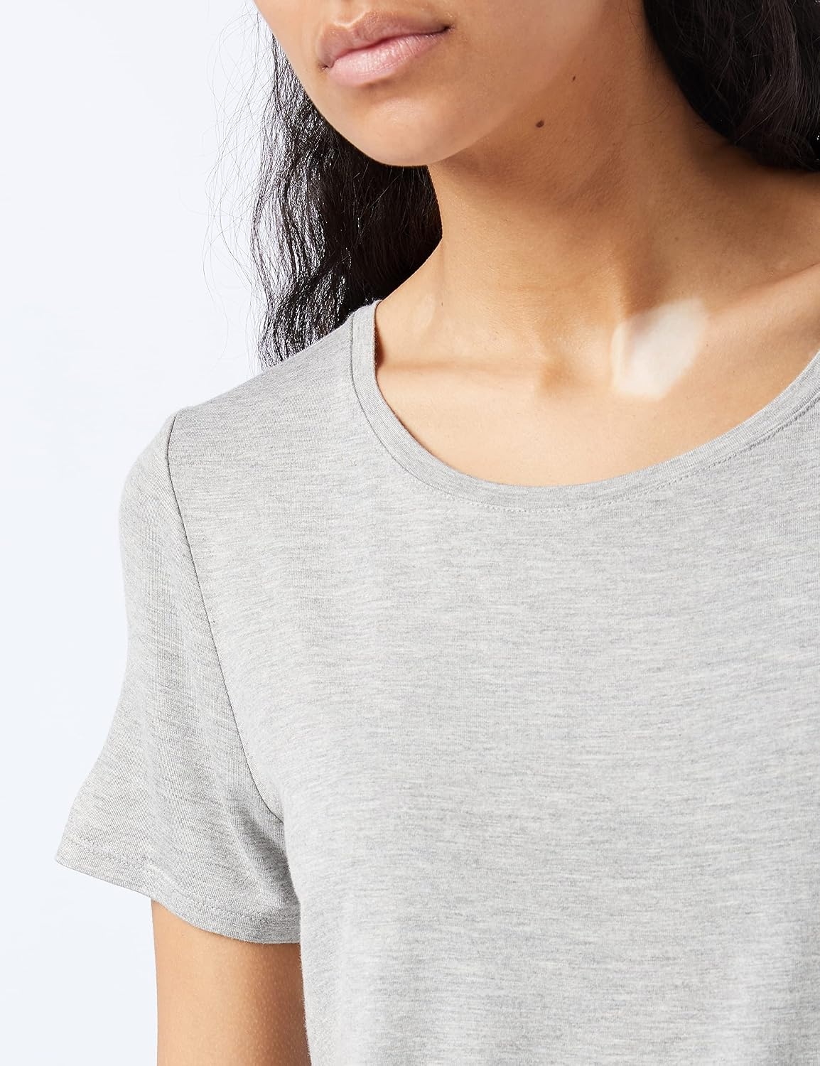 image:imageAmazon Essentials Womens ShortSleeve Scoopneck Tunic Tops TShirt Stretchy Pack of 2Light Grey HeatherGolden Yellow