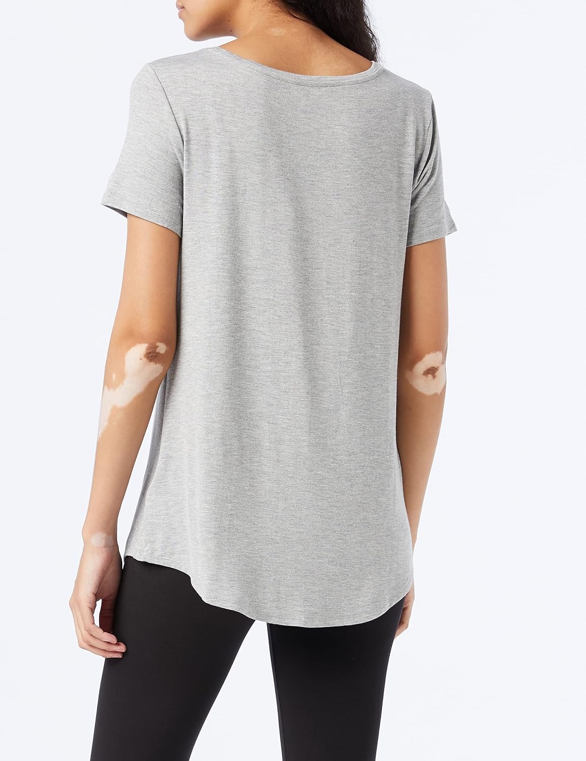image:imageAmazon Essentials Womens ShortSleeve Scoopneck Tunic Tops TShirt Stretchy Pack of 2Light Heather Grey Golden Yellow