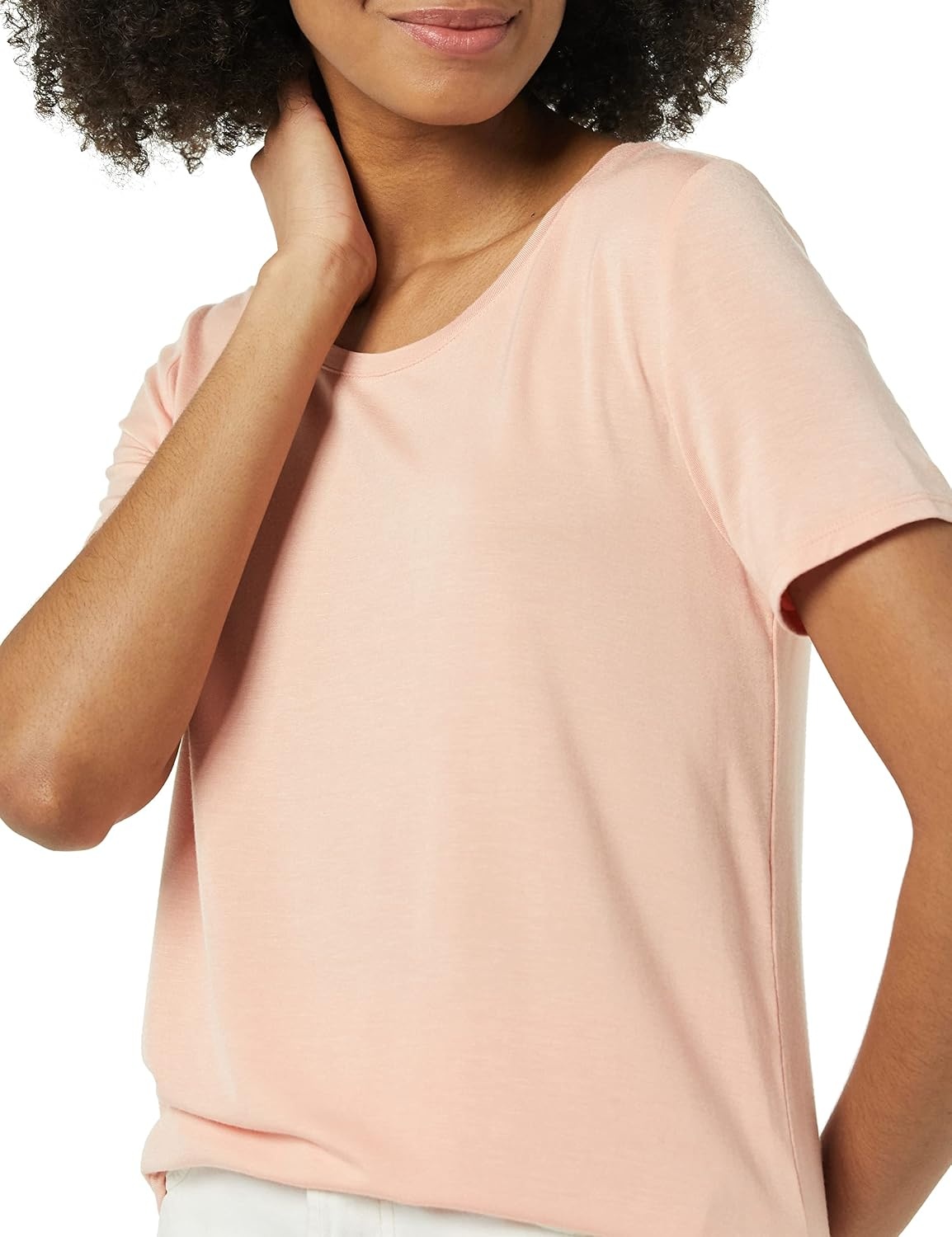 image:imageAmazon Essentials Womens ShortSleeve Scoopneck Tunic Tops TShirt Stretchy Pack of 2Navy Coral Pink