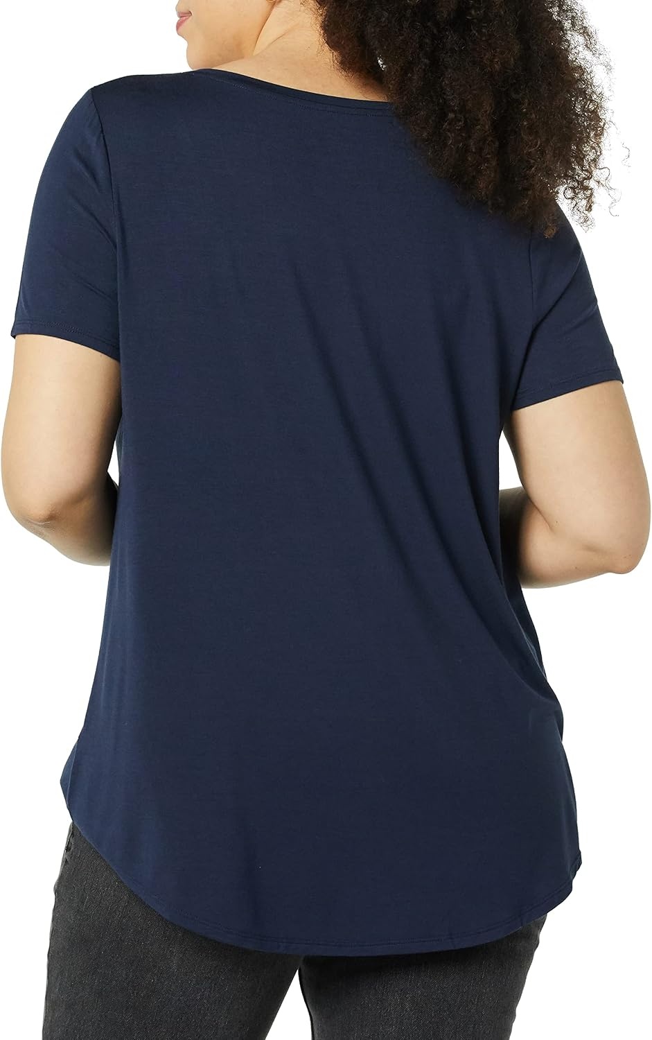 image:imageAmazon Essentials Womens ShortSleeve Scoopneck Tunic Tops TShirt Stretchy Pack of 2NavyLime Green