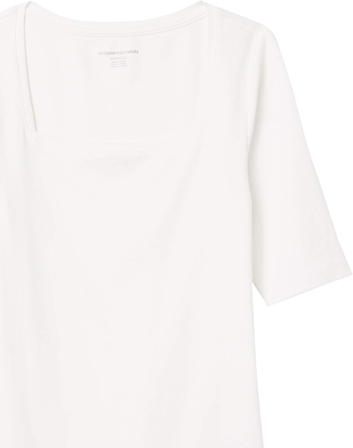 image:imageAmazon Essentials Womens Slim Fit Half Sleeve Square Neck Cotton Modal TShirtBright White