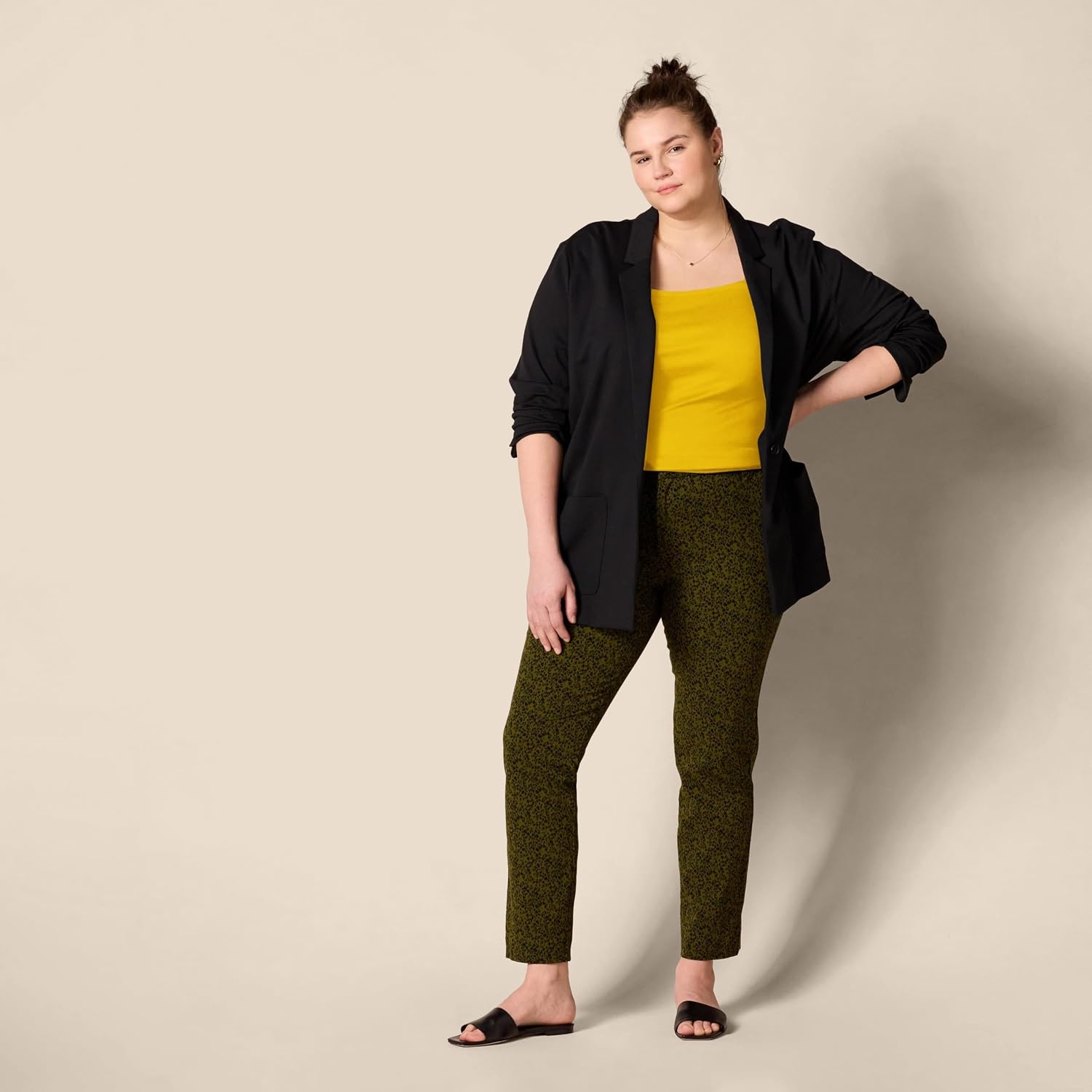 image:imageAmazon Essentials Womens Slim Fit Half Sleeve Square Neck Cotton Modal TShirtDark Yellow