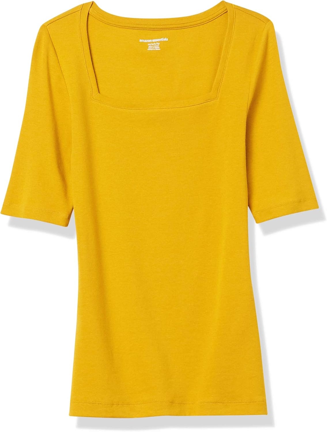 image:imageAmazon Essentials Womens Slim Fit Half Sleeve Square Neck Cotton Modal TShirtDark Yellow