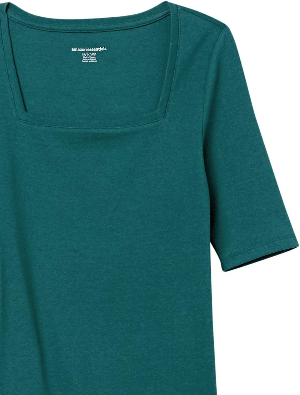 image:imageAmazon Essentials Womens Slim Fit Half Sleeve Square Neck Cotton Modal TShirtGreen Botanical