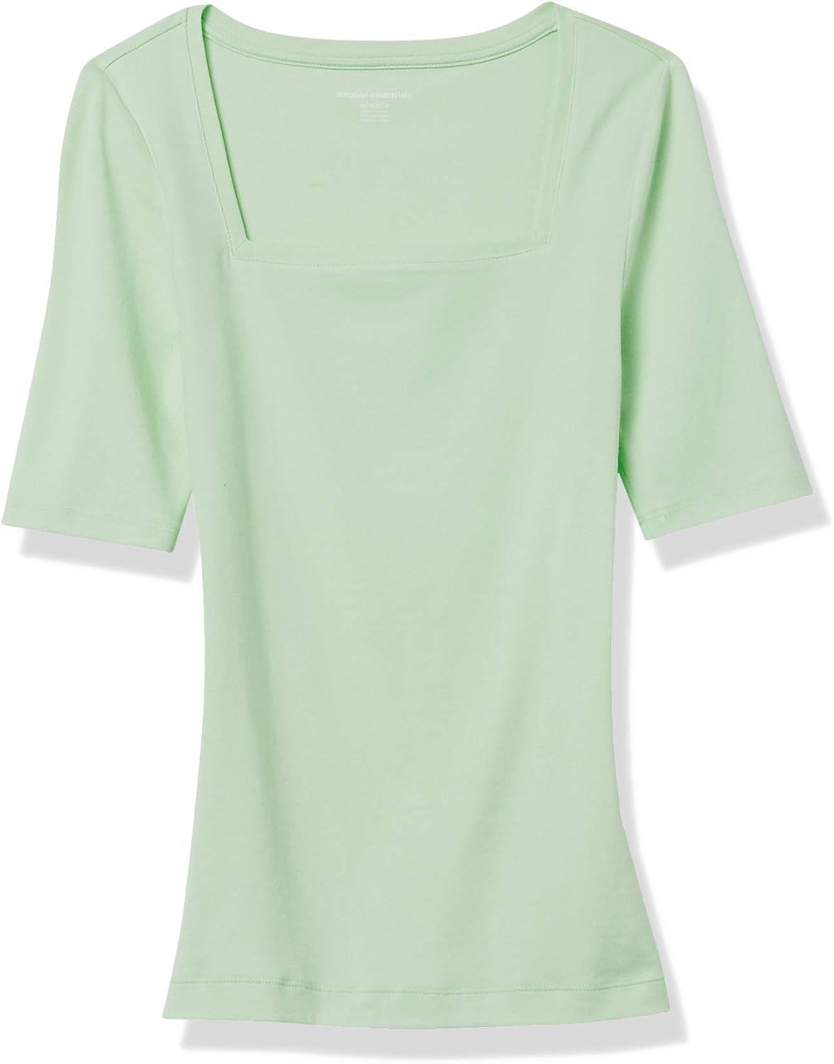 image:imageAmazon Essentials Womens Slim Fit Half Sleeve Square Neck Cotton Modal TShirtLight Green