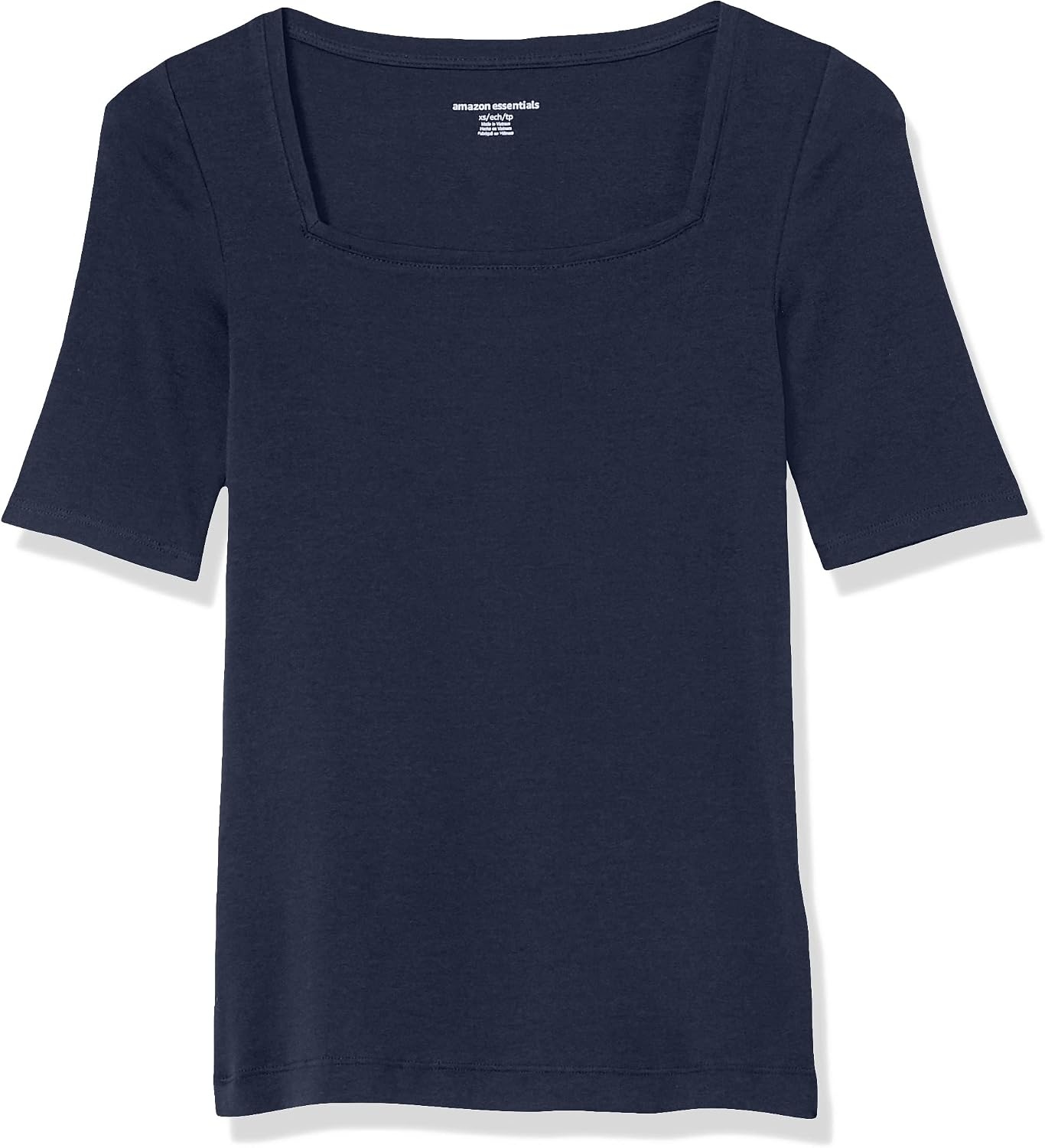 image:imageAmazon Essentials Womens Slim Fit Half Sleeve Square Neck Cotton Modal TShirtNavy