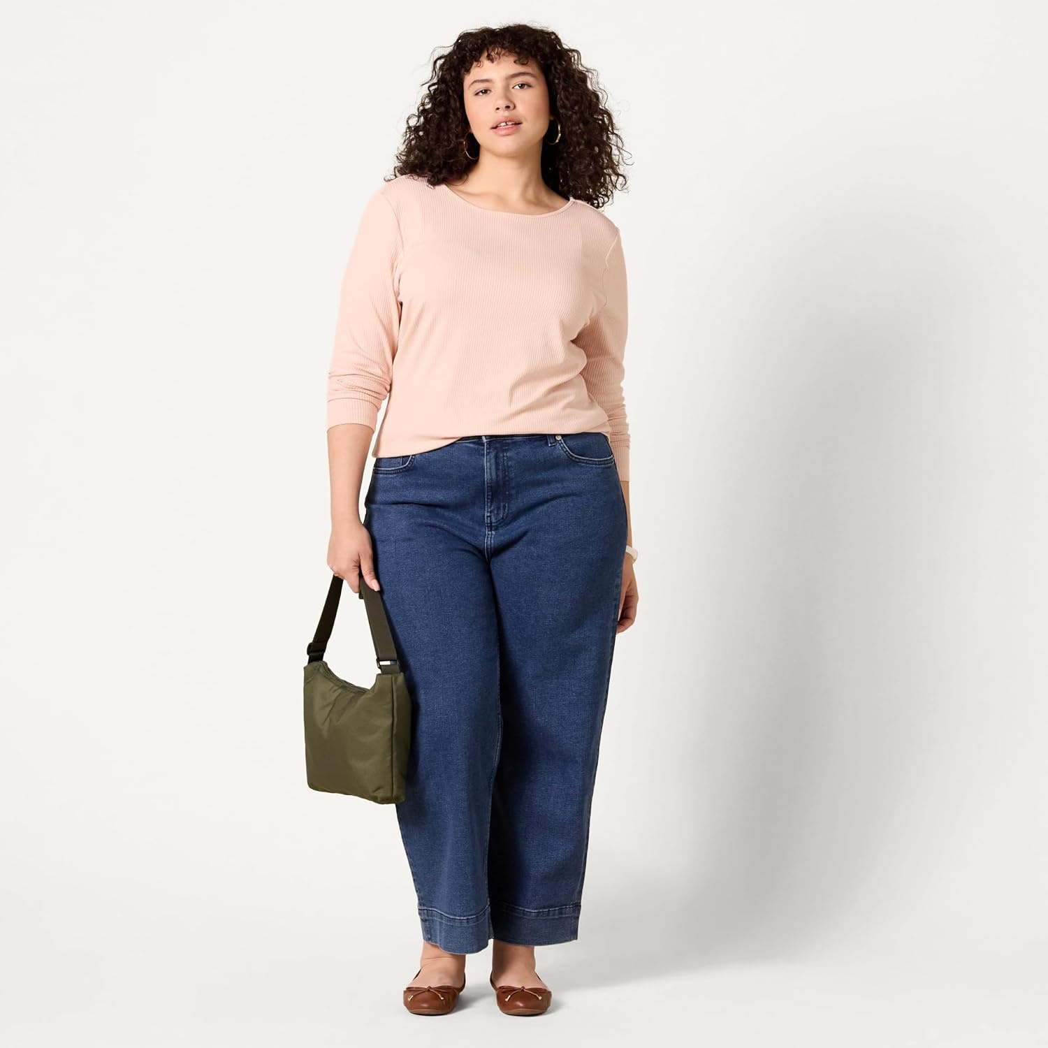 image:imageAmazon Essentials Womens Slim Fit Scoop Back Long Sleeve RibKnit TShirt Soft Stretch Layer Clothes Pack of 2BlushBurgundy