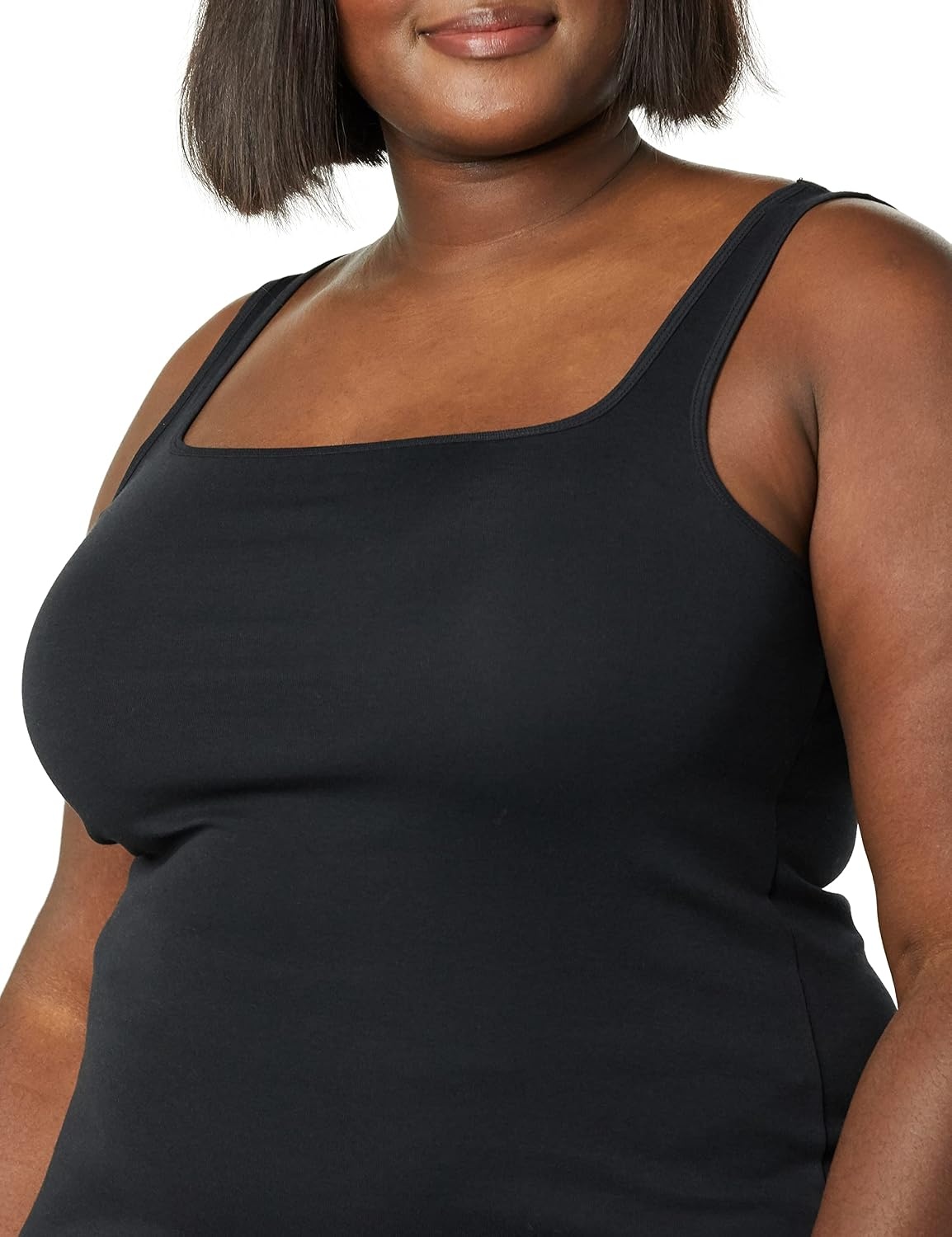 image:imageAmazon Essentials Womens Slim Fit Square Neck Ribbed Tank Tops with Stretch Pack of 2Black Lavender