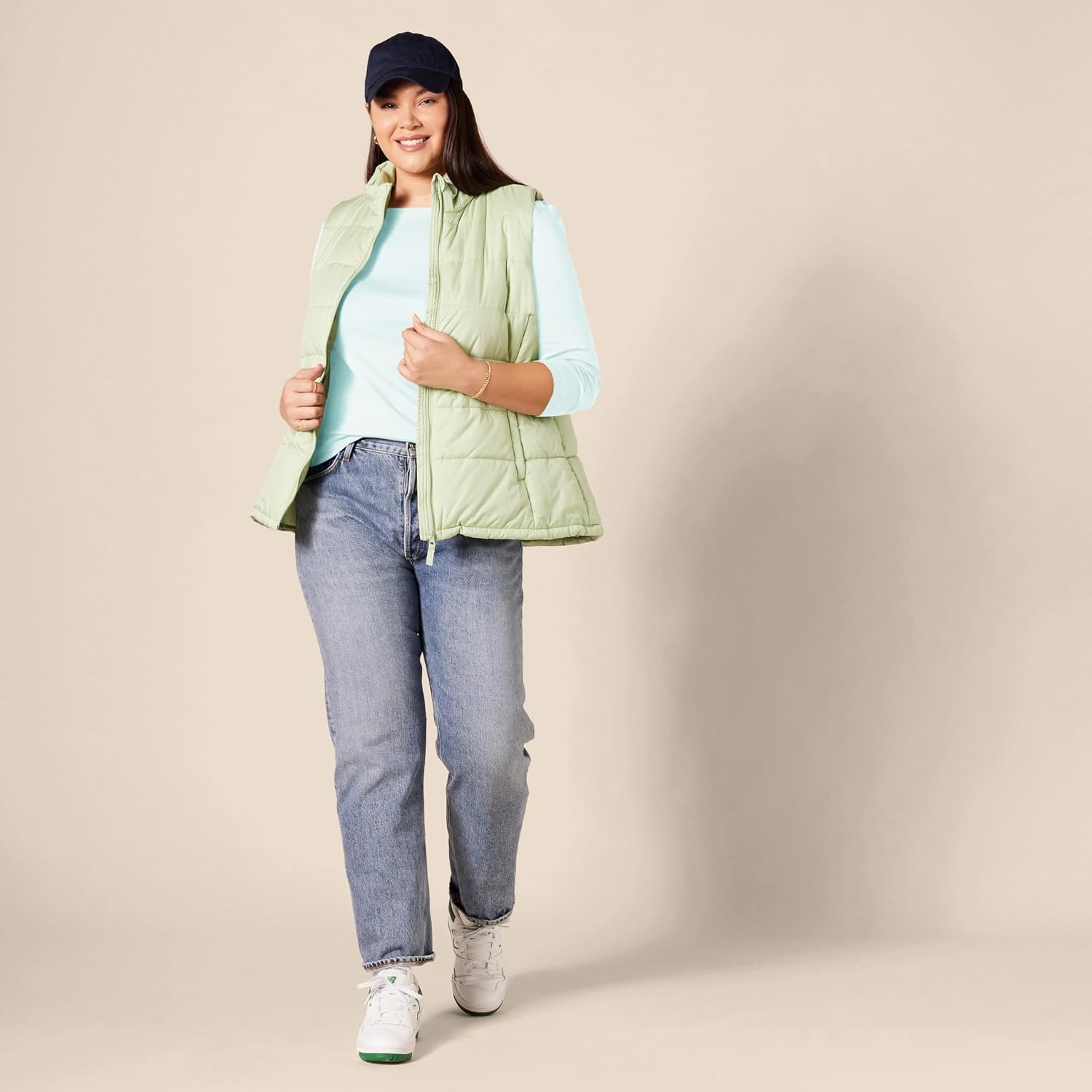 image:imageAmazon Essentials Womens SlimFit 34 Sleeve Boat Neck Tops Cotton Modal TShirtAqua Blue