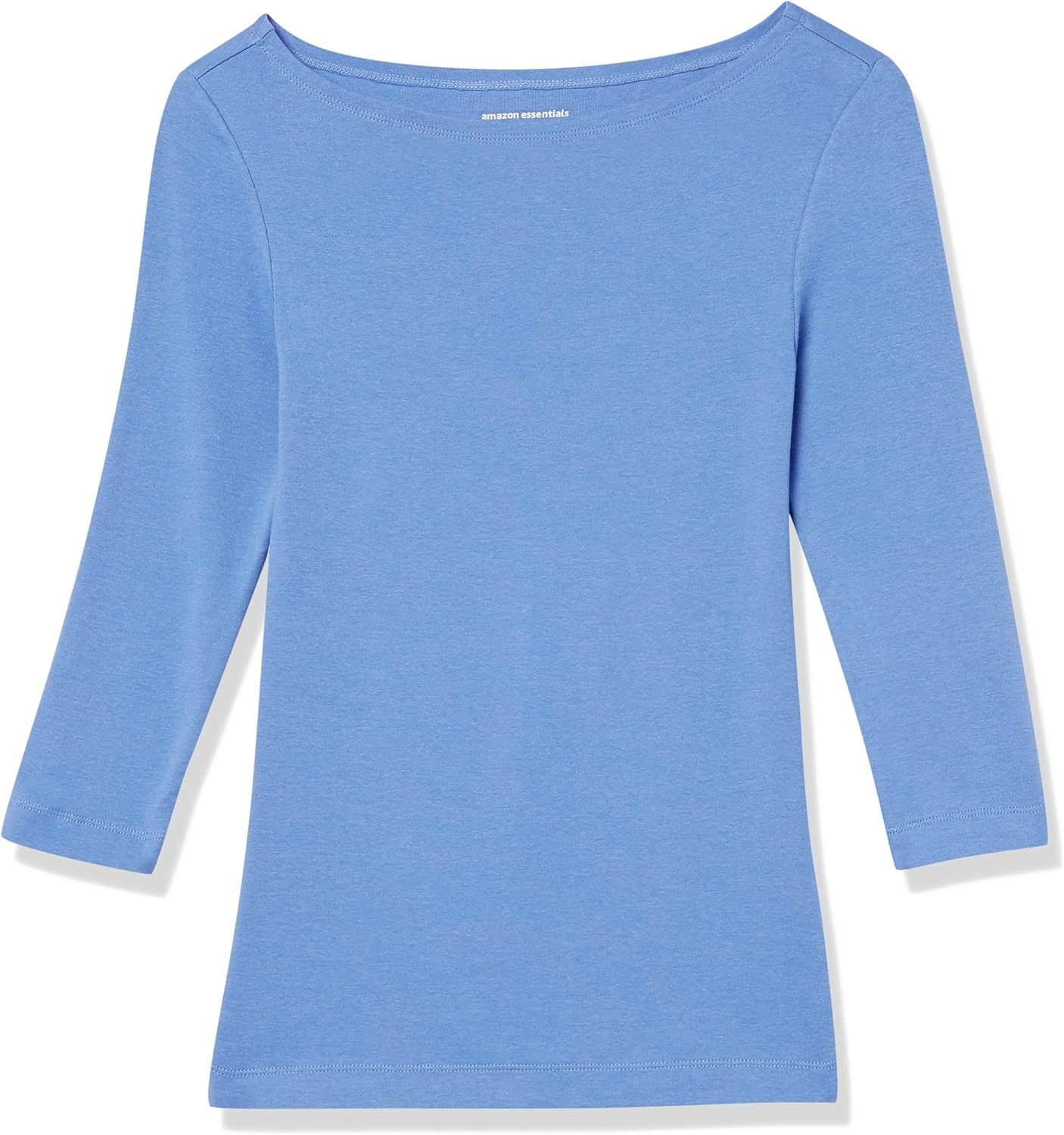 image:imageAmazon Essentials Womens SlimFit 34 Sleeve Boat Neck Tops Cotton Modal TShirtBlue