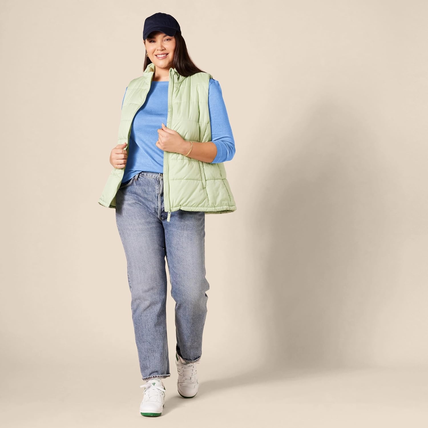 image:imageAmazon Essentials Womens SlimFit 34 Sleeve Boat Neck Tops Cotton Modal TShirtBlue