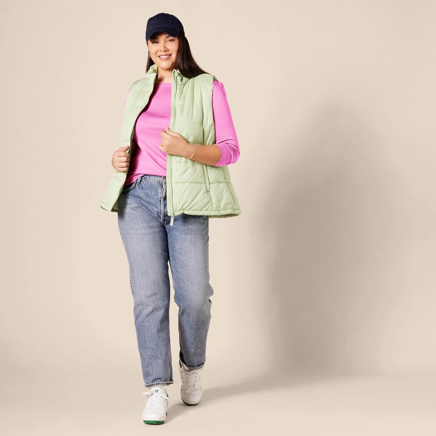 image:imageAmazon Essentials Womens SlimFit 34 Sleeve Boat Neck Tops Cotton Modal TShirtBright Pink