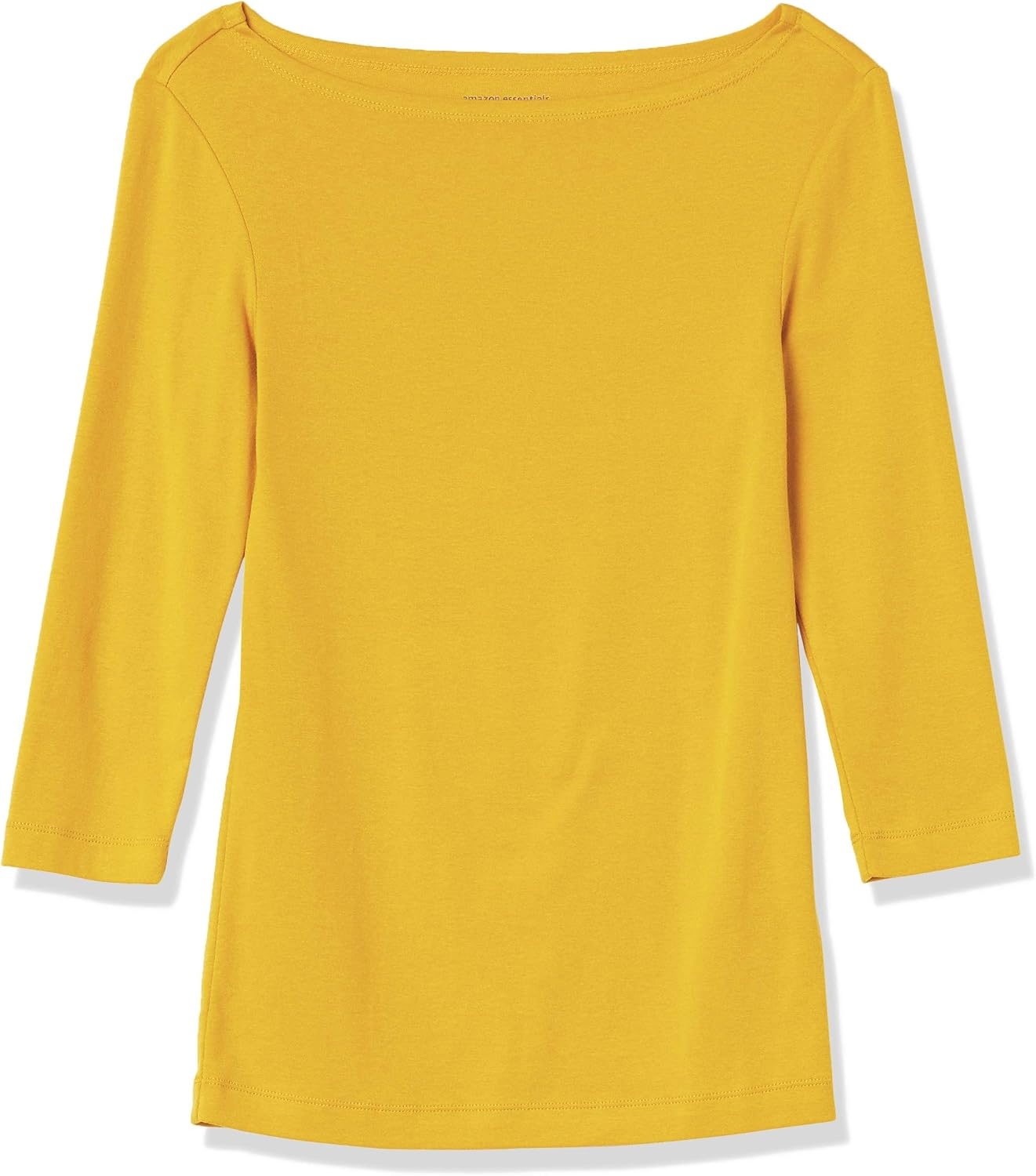 image:imageAmazon Essentials Womens SlimFit 34 Sleeve Boat Neck Tops Cotton Modal TShirtGold