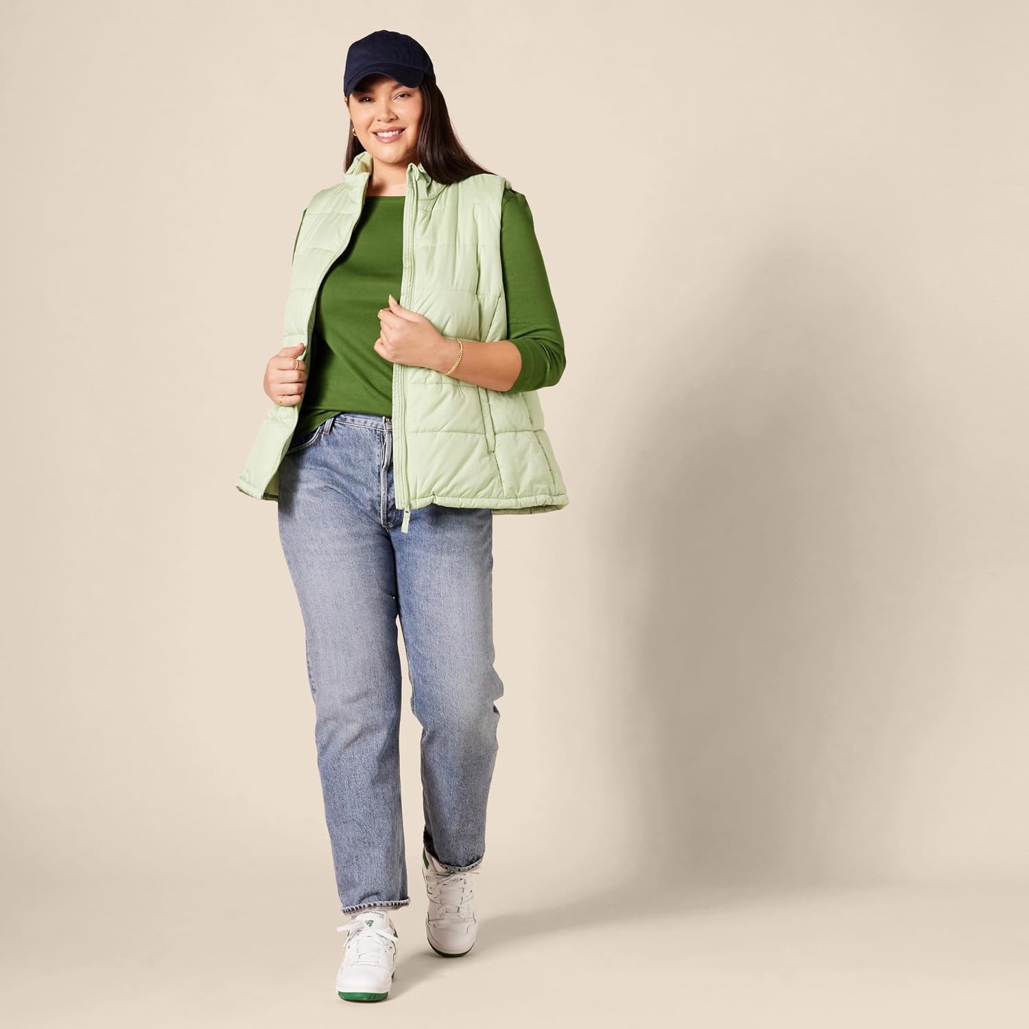 image:imageAmazon Essentials Womens SlimFit 34 Sleeve Boat Neck Tops Cotton Modal TShirtGreen