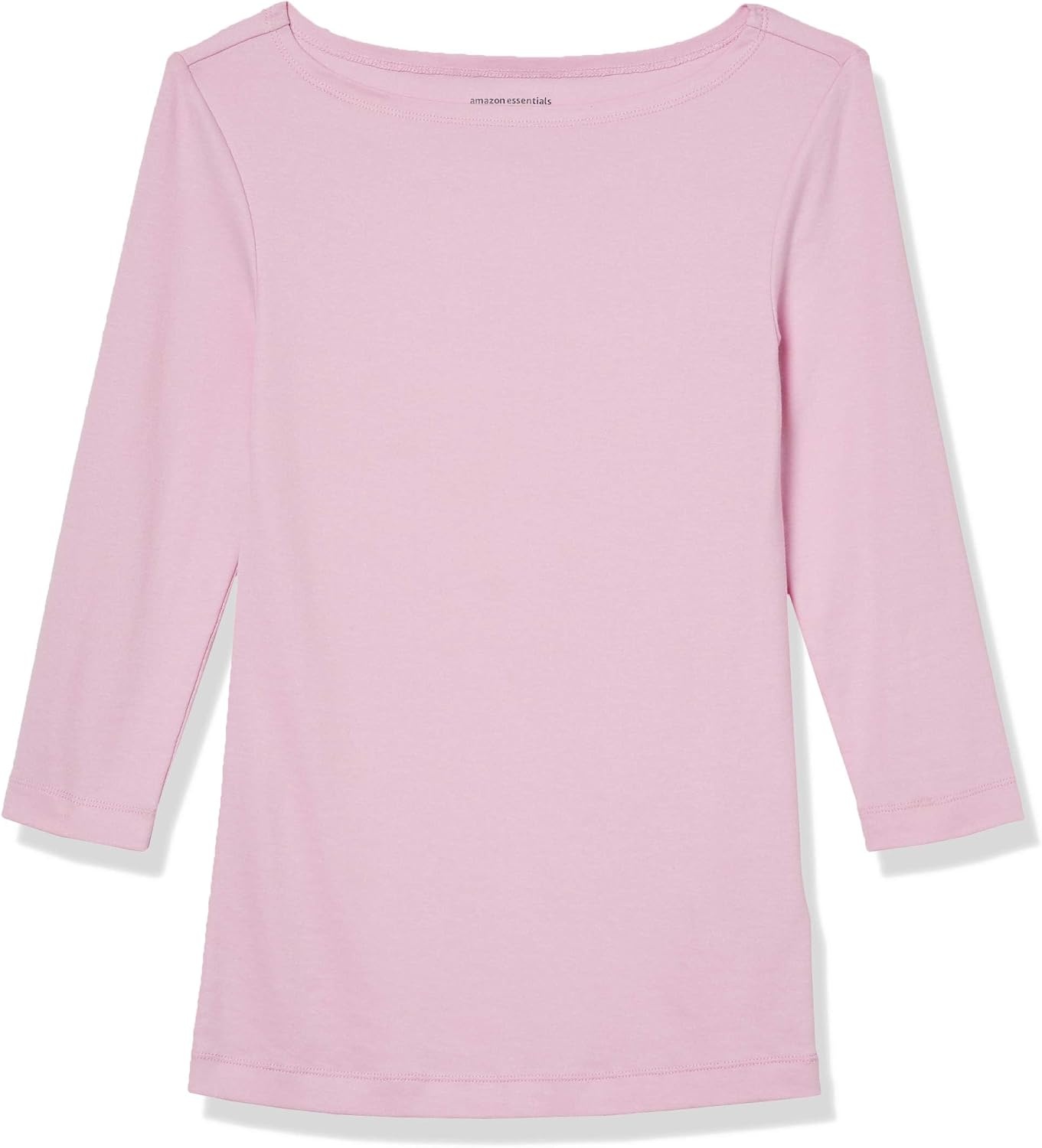 image:imageAmazon Essentials Womens SlimFit 34 Sleeve Boat Neck Tops Cotton Modal TShirtLight Pink
