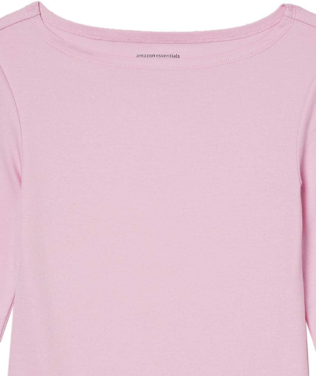 image:imageAmazon Essentials Womens SlimFit 34 Sleeve Boat Neck Tops Cotton Modal TShirtLight Pink