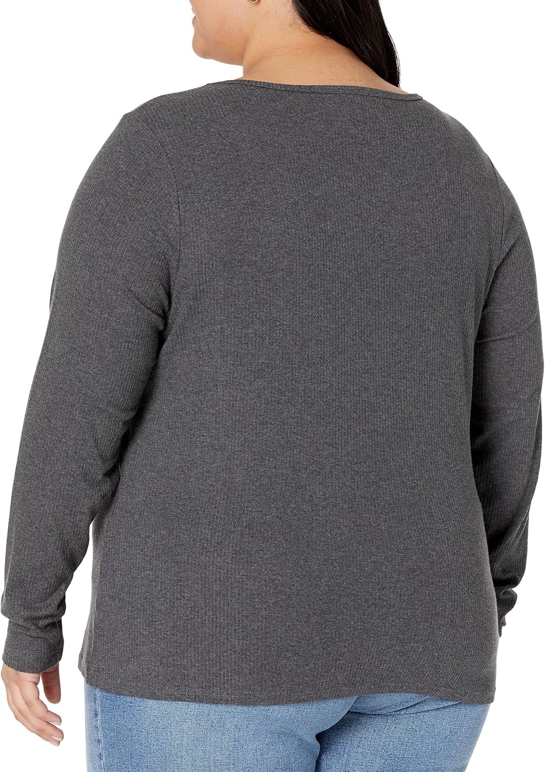 image:imageAmazon Essentials Womens SlimFit Long Sleeve Rib Knit Crew Neck Top Pack of 2BlackCharcoal Heather