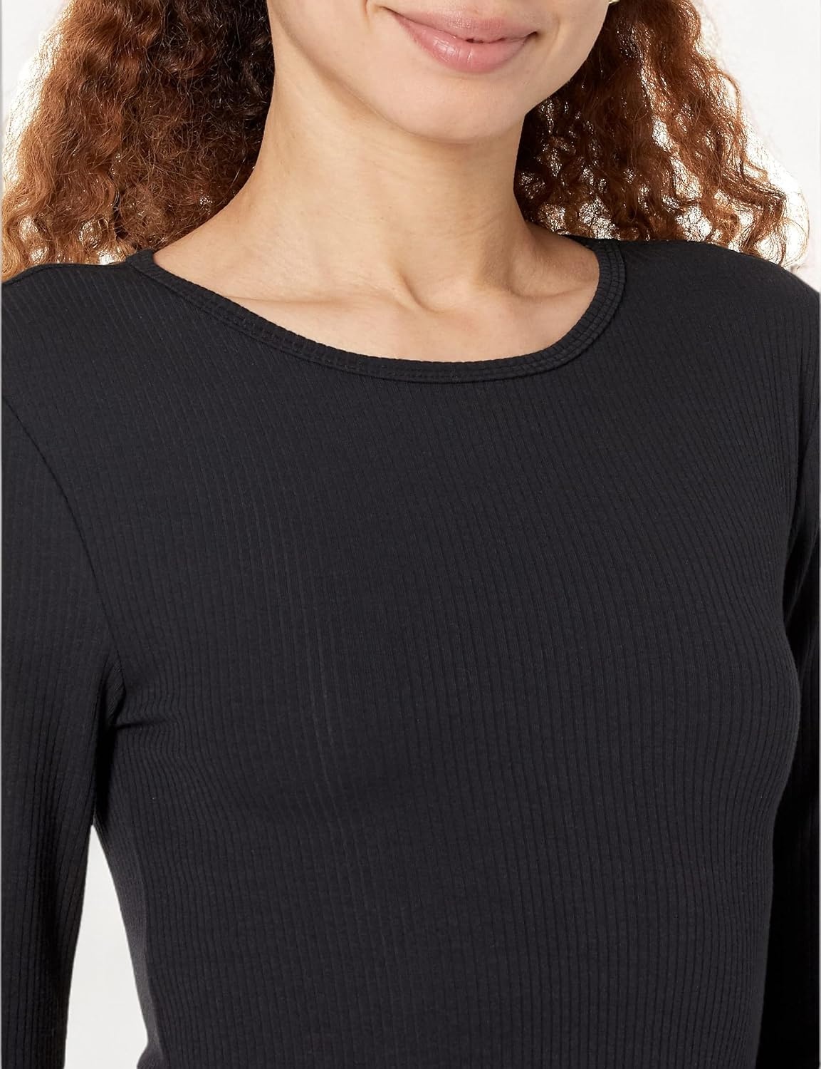 image:imageAmazon Essentials Womens SlimFit Long Sleeve Rib Knit Crew Neck Top Pack of 2Eggshell WhiteBlack