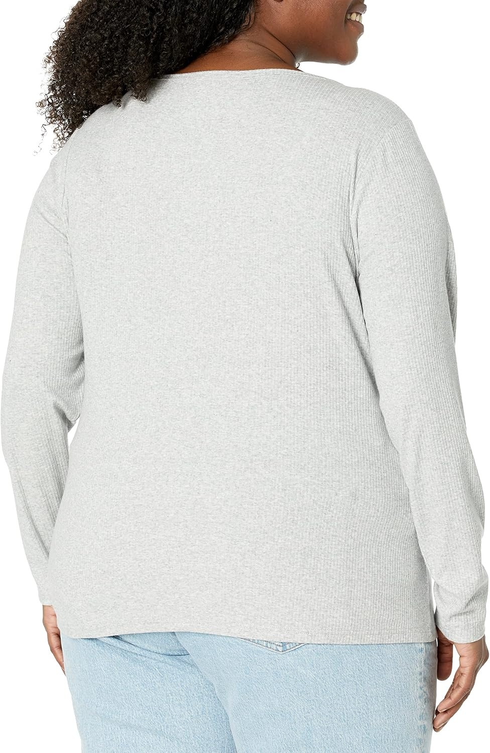 image:imageAmazon Essentials Womens SlimFit Long Sleeve Rib Knit Crew Neck Top Pack of 2WhiteGrey
