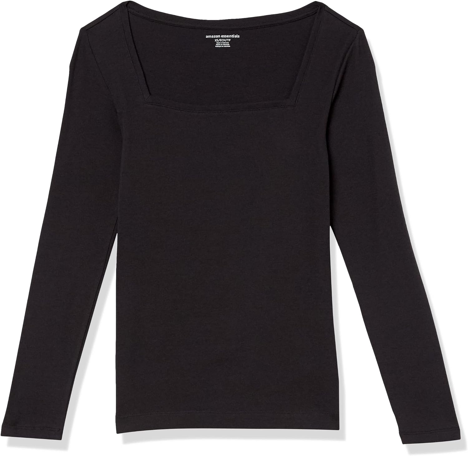 image:imageAmazon Essentials Womens SlimFit Long Sleeve Square Neck TShirt Stretchy Cotton ModalBlack