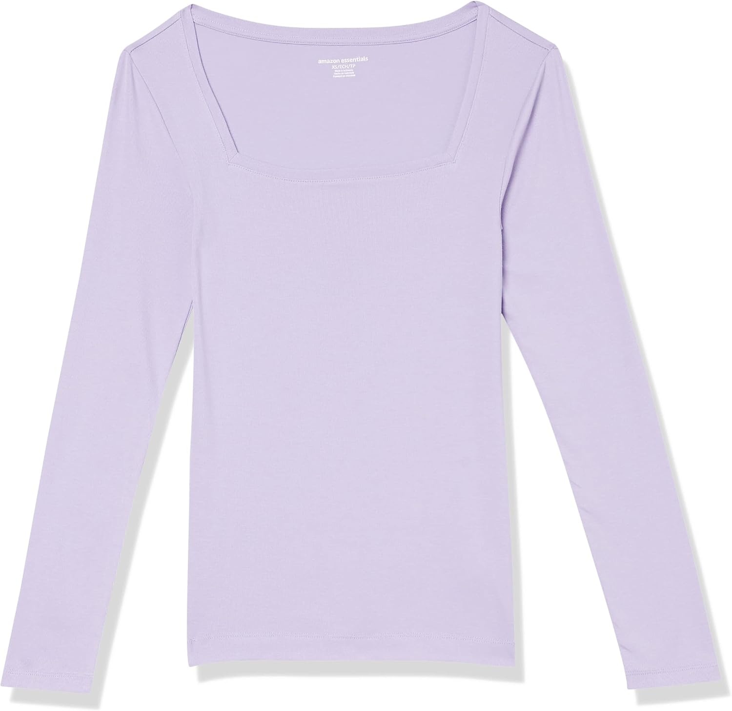 image:imageAmazon Essentials Womens SlimFit Long Sleeve Square Neck TShirt Stretchy Cotton ModalLavender