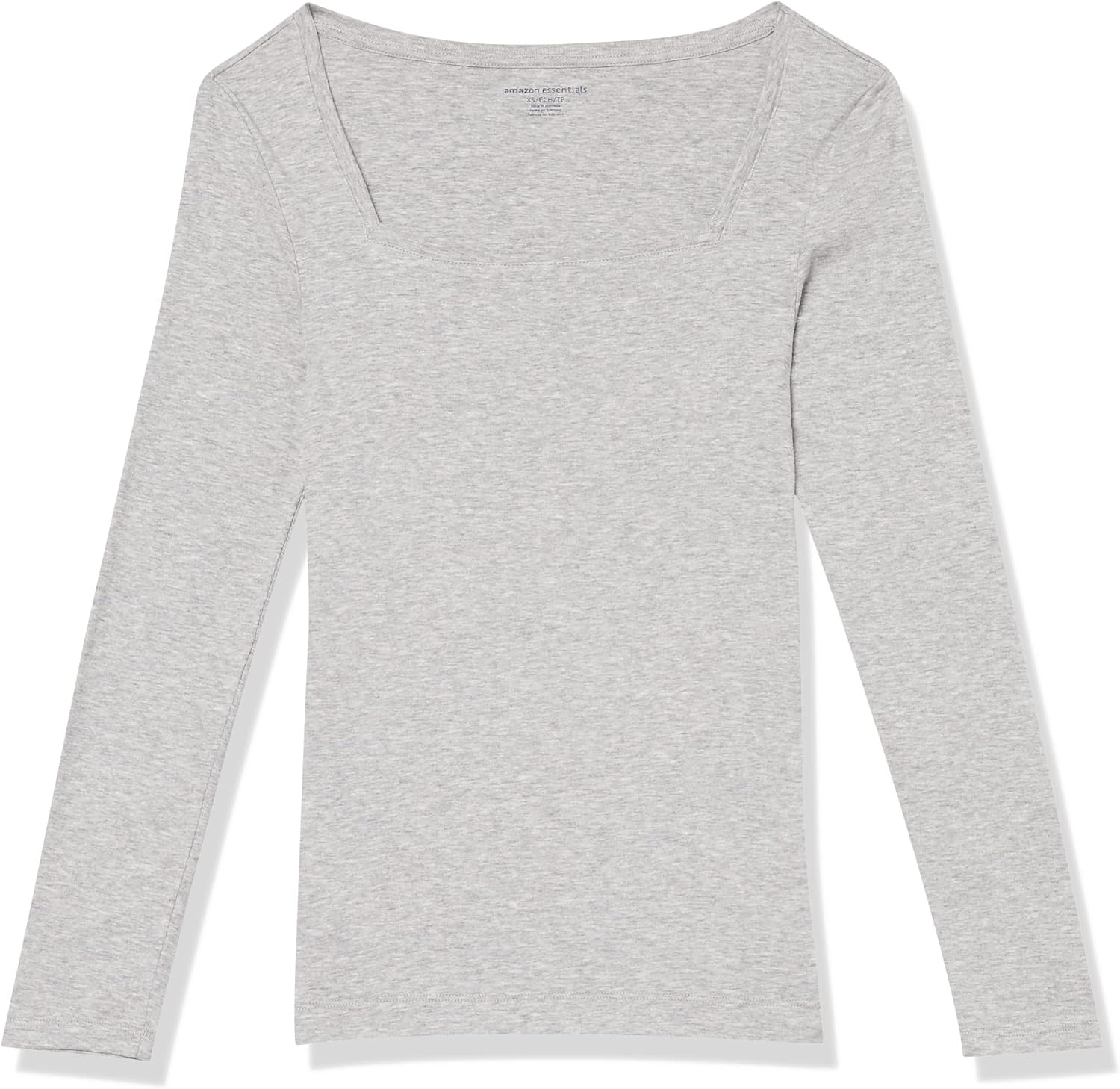 image:imageAmazon Essentials Womens SlimFit Long Sleeve Square Neck TShirt Stretchy Cotton ModalLight Grey Heather