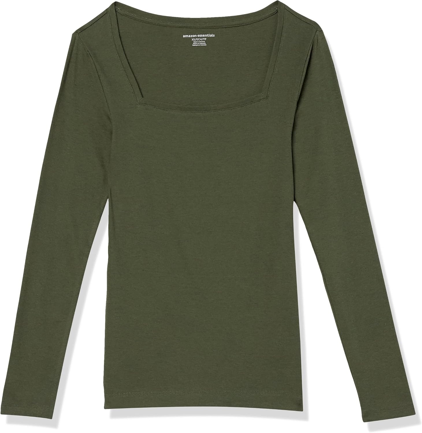 image:imageAmazon Essentials Womens SlimFit Long Sleeve Square Neck TShirt Stretchy Cotton ModalOlive