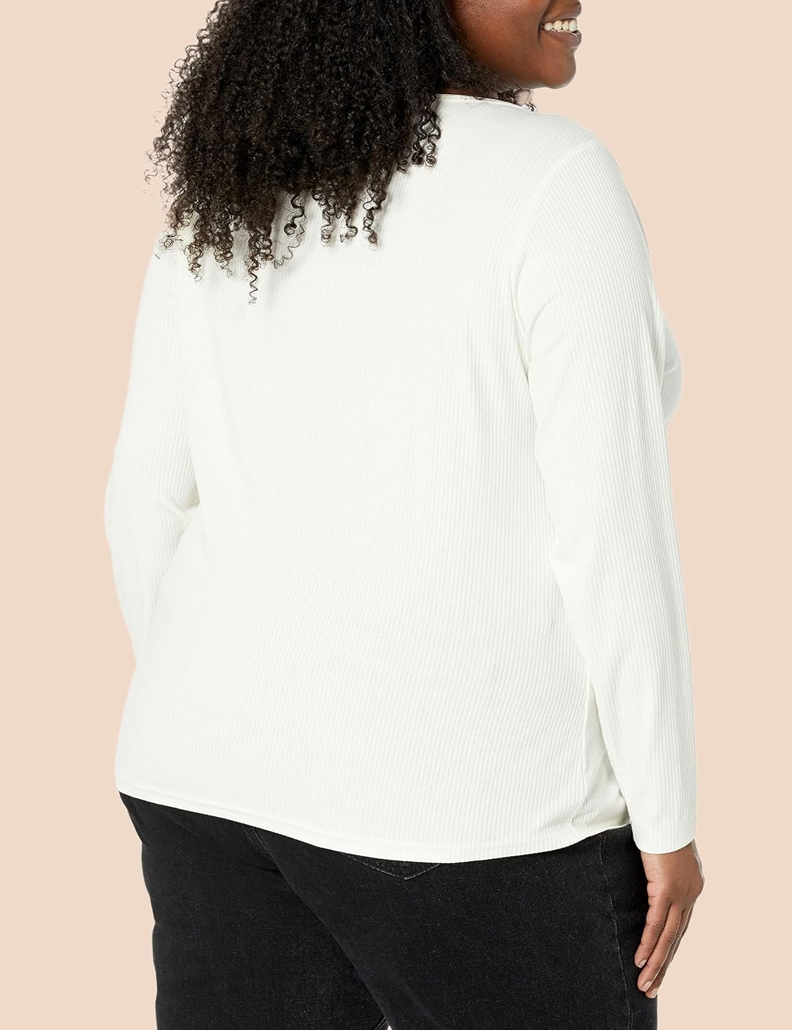 image:imageAmazon Essentials Womens SlimFit Long Sleeve VNeck Knit Rib Shirts Available in Plus Size Pack of 2Eggshell WhiteEspresso