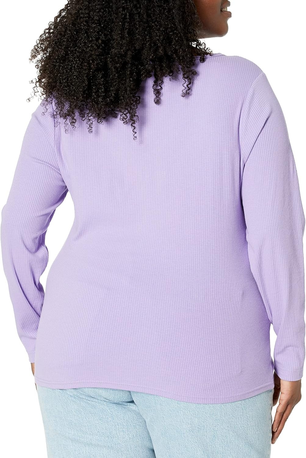 image:imageAmazon Essentials Womens SlimFit Long Sleeve VNeck Knit Rib Shirts Available in Plus Size Pack of 2WhitePurple