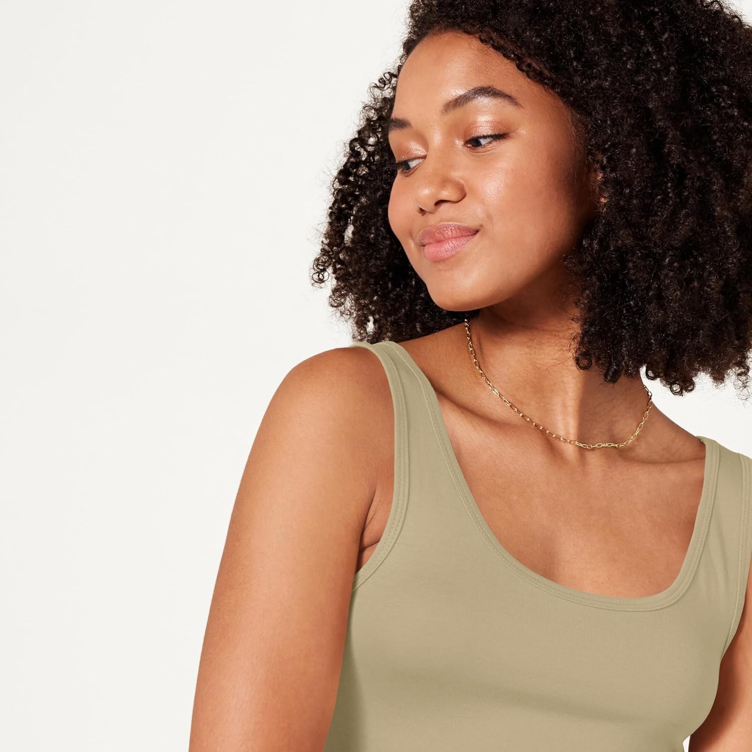 image:imageAmazon Essentials Womens SlimFit Ribbed Scoop Neck Tank Tops Pack of 2Beige