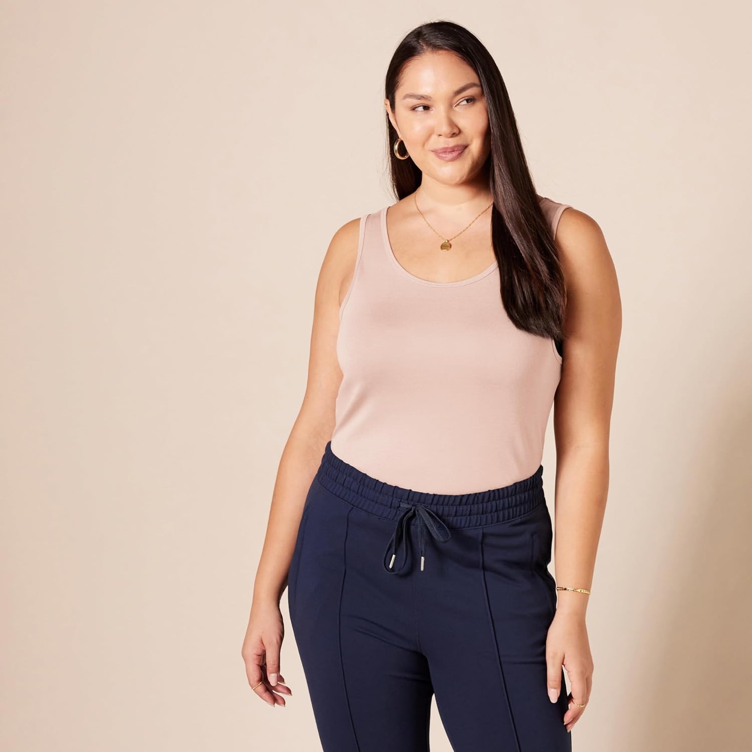 image:imageAmazon Essentials Womens SlimFit Ribbed Scoop Neck Tank Tops Pack of 2BlushMauve