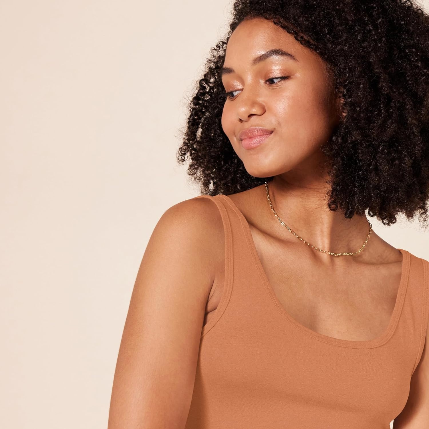 image:imageAmazon Essentials Womens SlimFit Ribbed Scoop Neck Tank Tops Pack of 2Brick RedCaramel