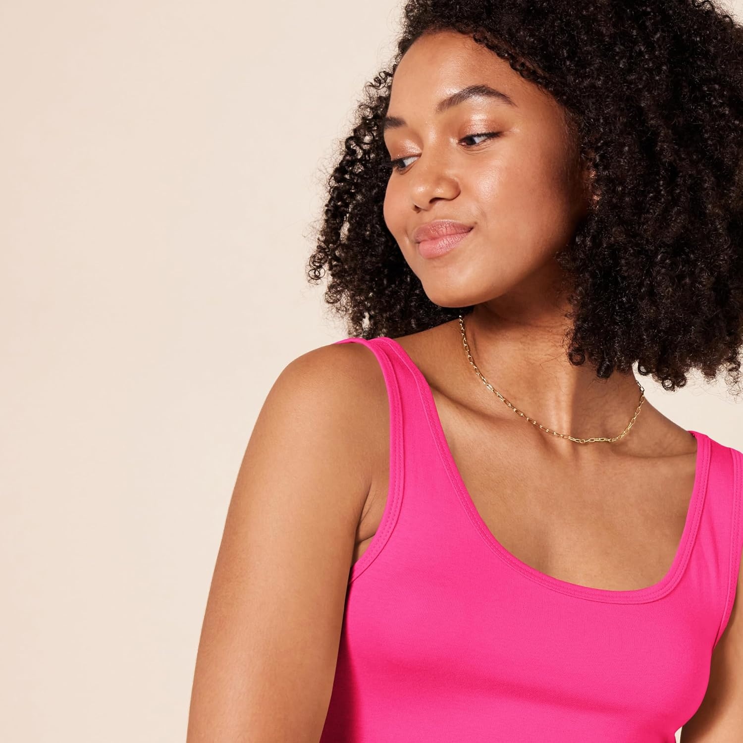 image:imageAmazon Essentials Womens SlimFit Ribbed Scoop Neck Tank Tops Pack of 2Bright PinkGrey Heather
