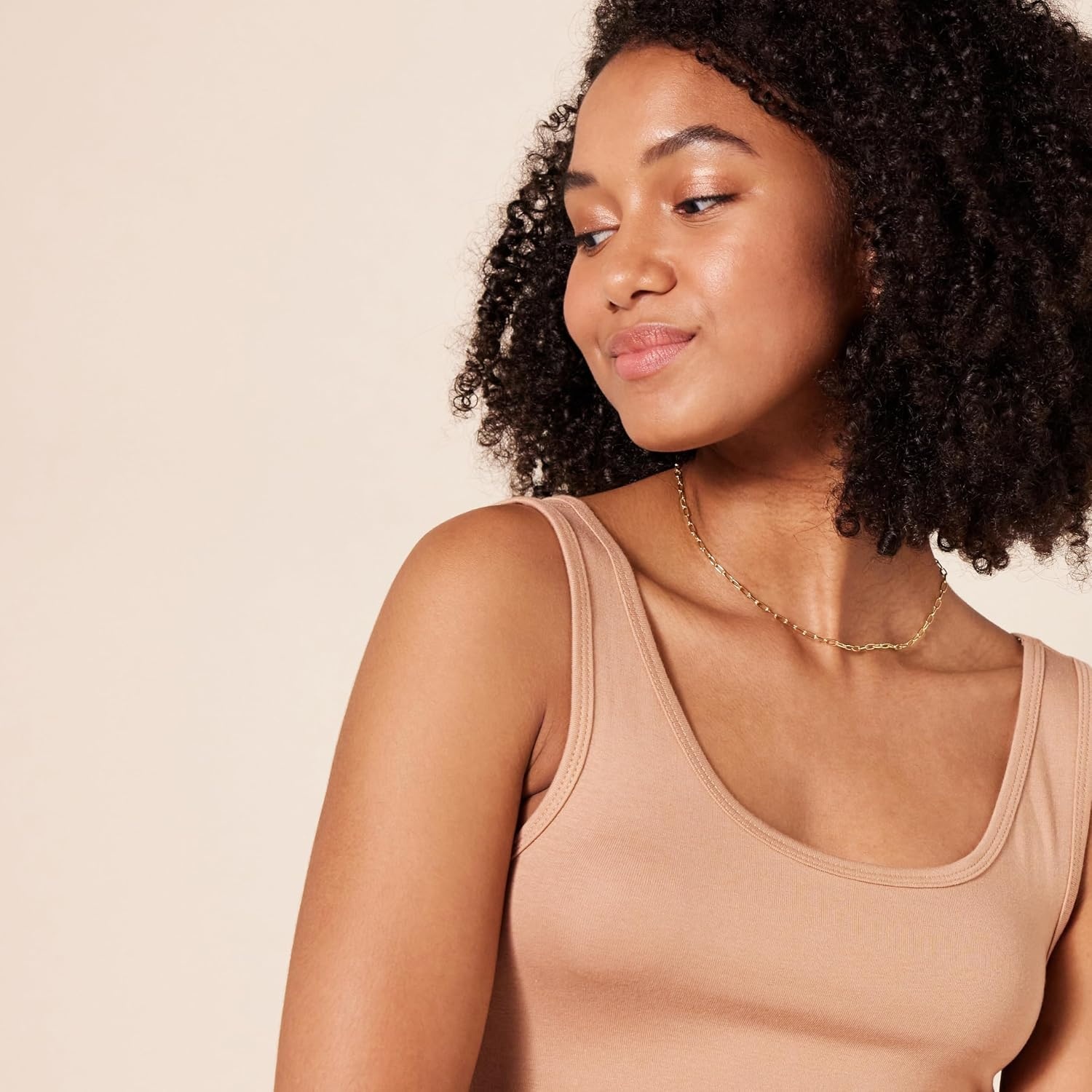 image:imageAmazon Essentials Womens SlimFit Ribbed Scoop Neck Tank Tops Pack of 2Camel