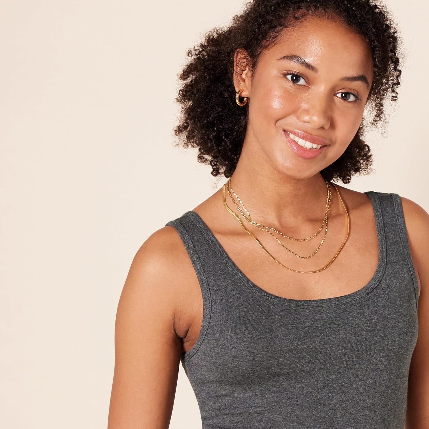 image:imageAmazon Essentials Womens SlimFit Ribbed Scoop Neck Tank Tops Pack of 2Charcoal Heather