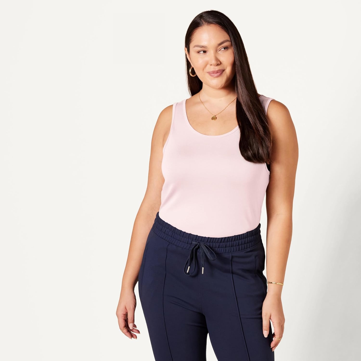 image:imageAmazon Essentials Womens SlimFit Ribbed Scoop Neck Tank Tops Pack of 2Coral PinkLight Pink