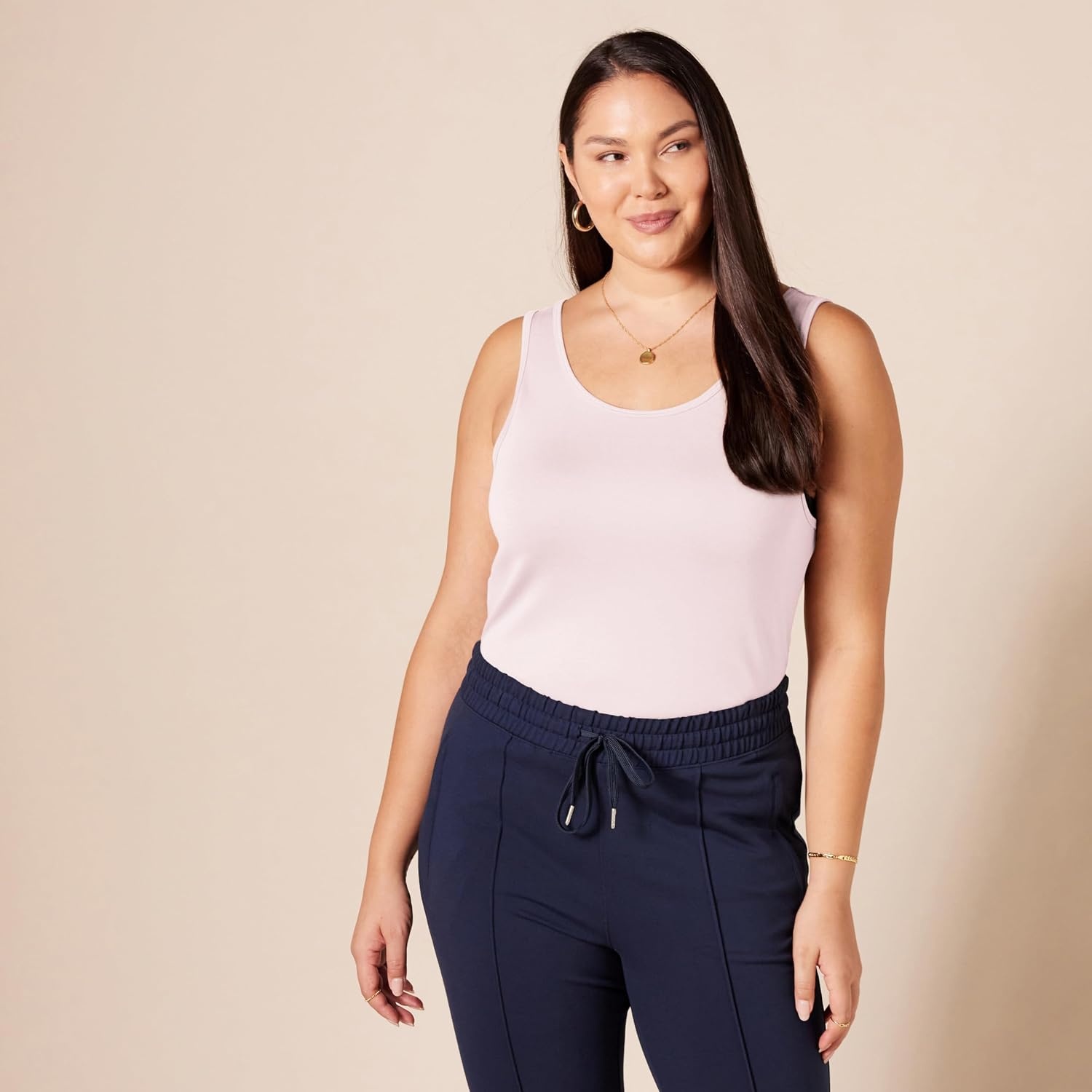 image:imageAmazon Essentials Womens SlimFit Ribbed Scoop Neck Tank Tops Pack of 2Light Grey HeatherLight Pink
