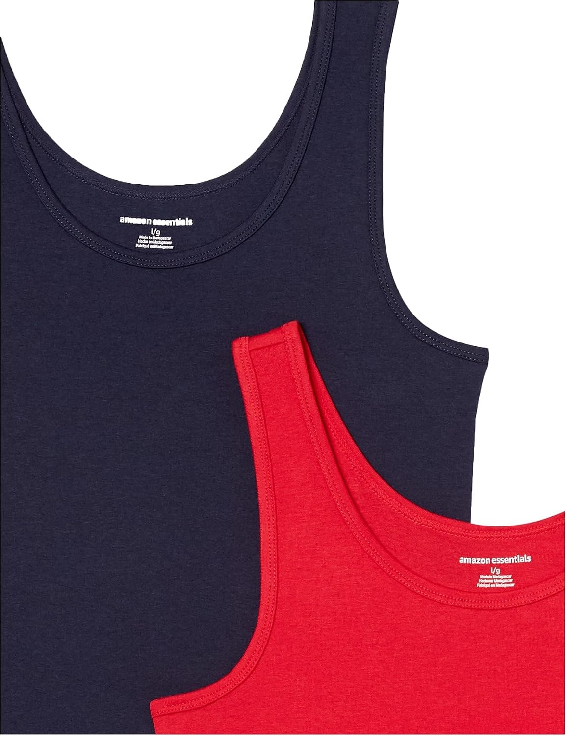 image:imageAmazon Essentials Womens SlimFit Ribbed Scoop Neck Tank Tops Pack of 2NavyRed