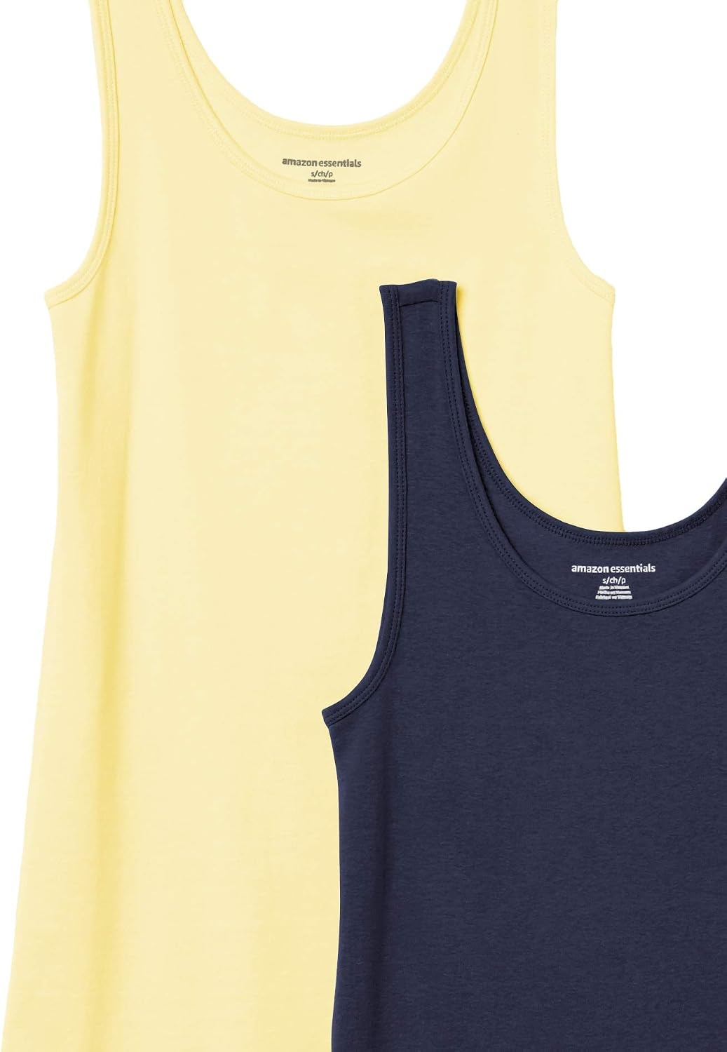 image:imageAmazon Essentials Womens SlimFit Ribbed Scoop Neck Tank Tops Pack of 2NavyYellow